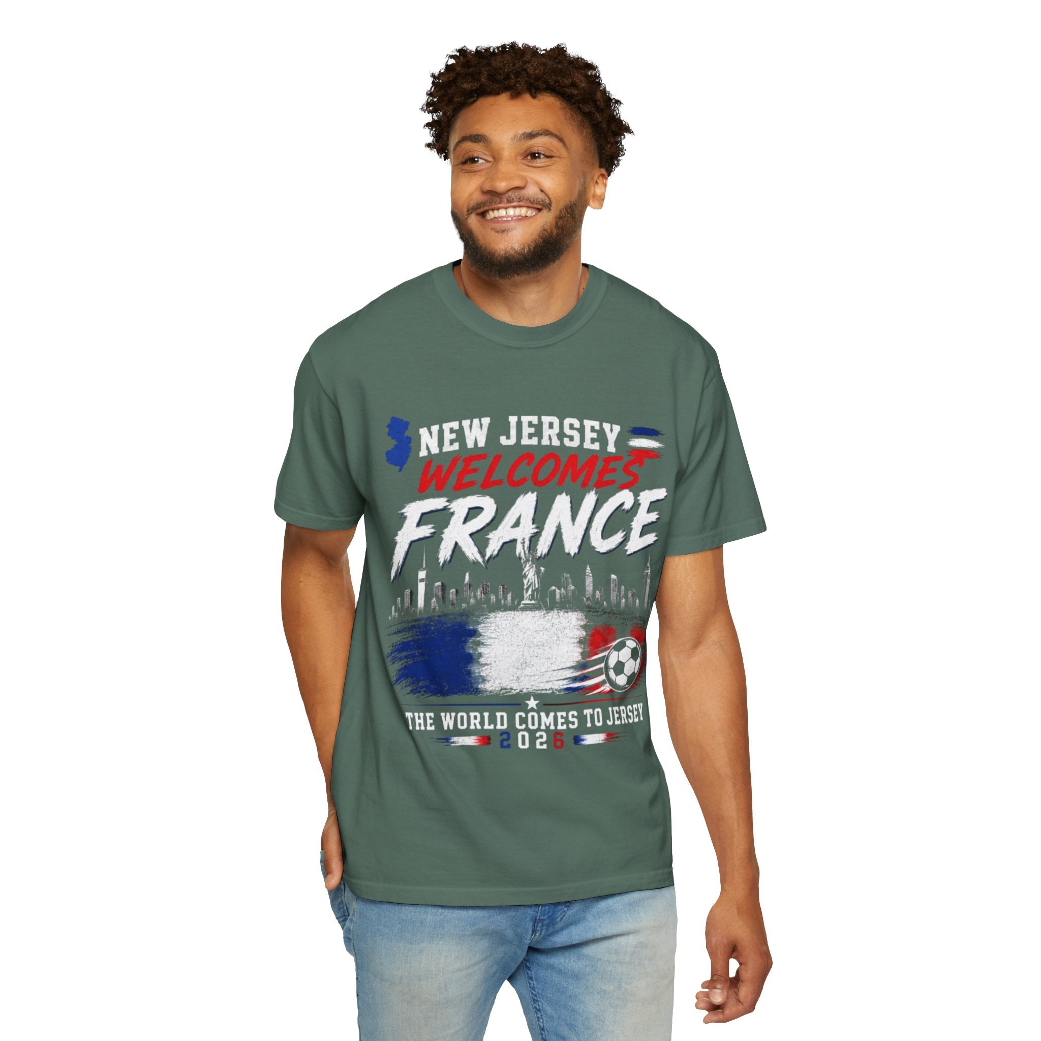 T-Shirt — "New Jersey Welcomes France" Soccer Fan Tee (The World Comes to Jersey 2024)