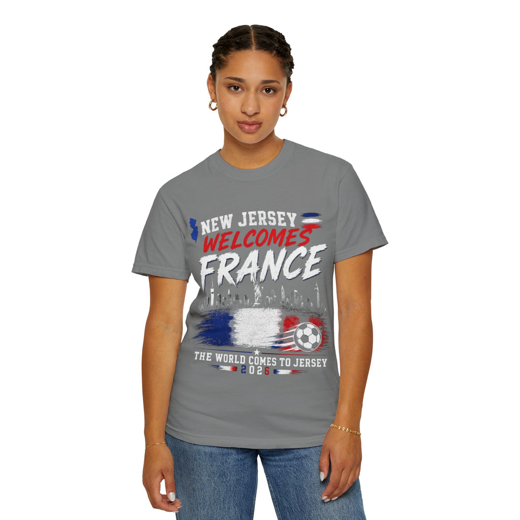 T-Shirt — "New Jersey Welcomes France" Soccer Fan Tee (The World Comes to Jersey 2024)