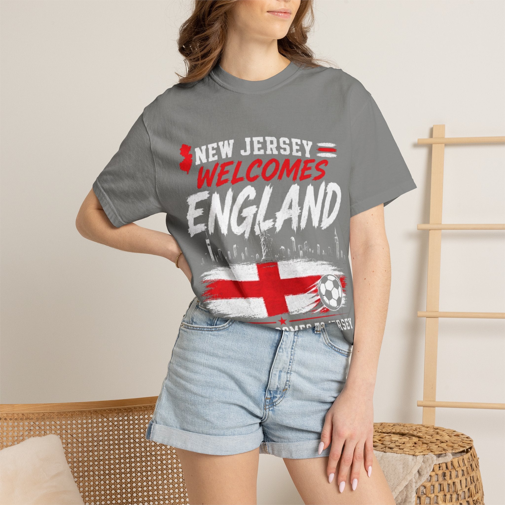 New Jersey Welcomes England T-shirt | St George Flag Soccer Jersey