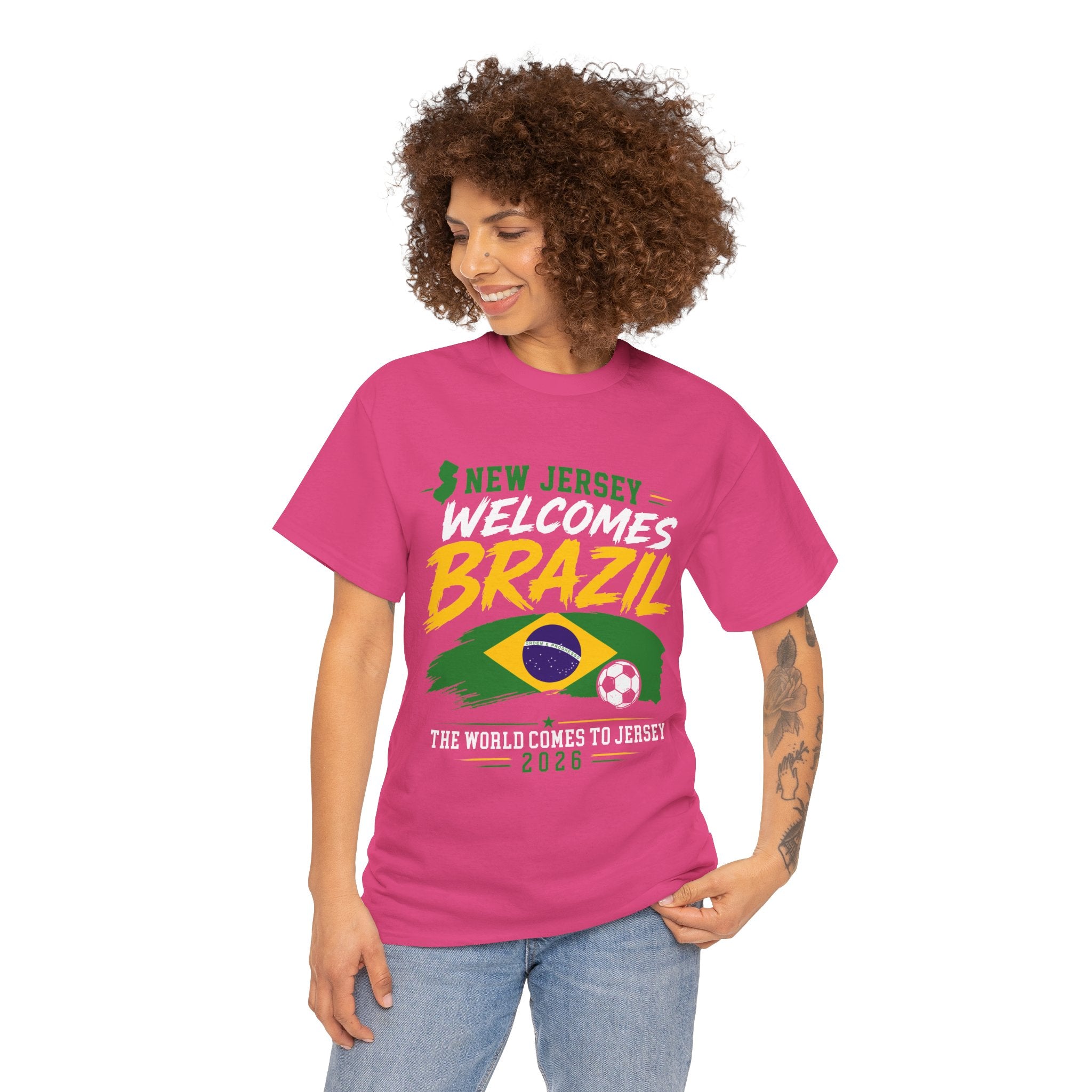 New Jersey Welcomes Brazil T-Shirt | Brazil Flag Soccer Tee