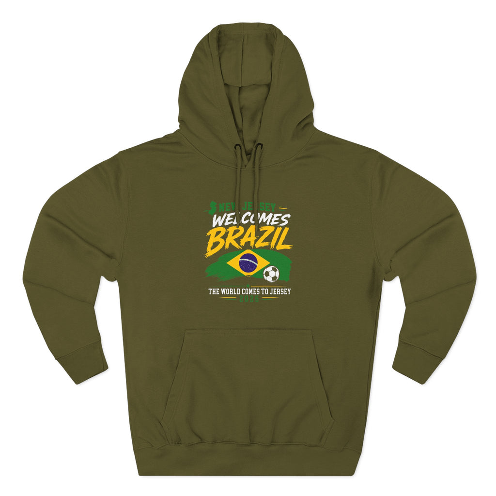 Brazil Soccer Hoodie - Welcome to Brazil Graphic Pullover (The World Comes to Jersey)