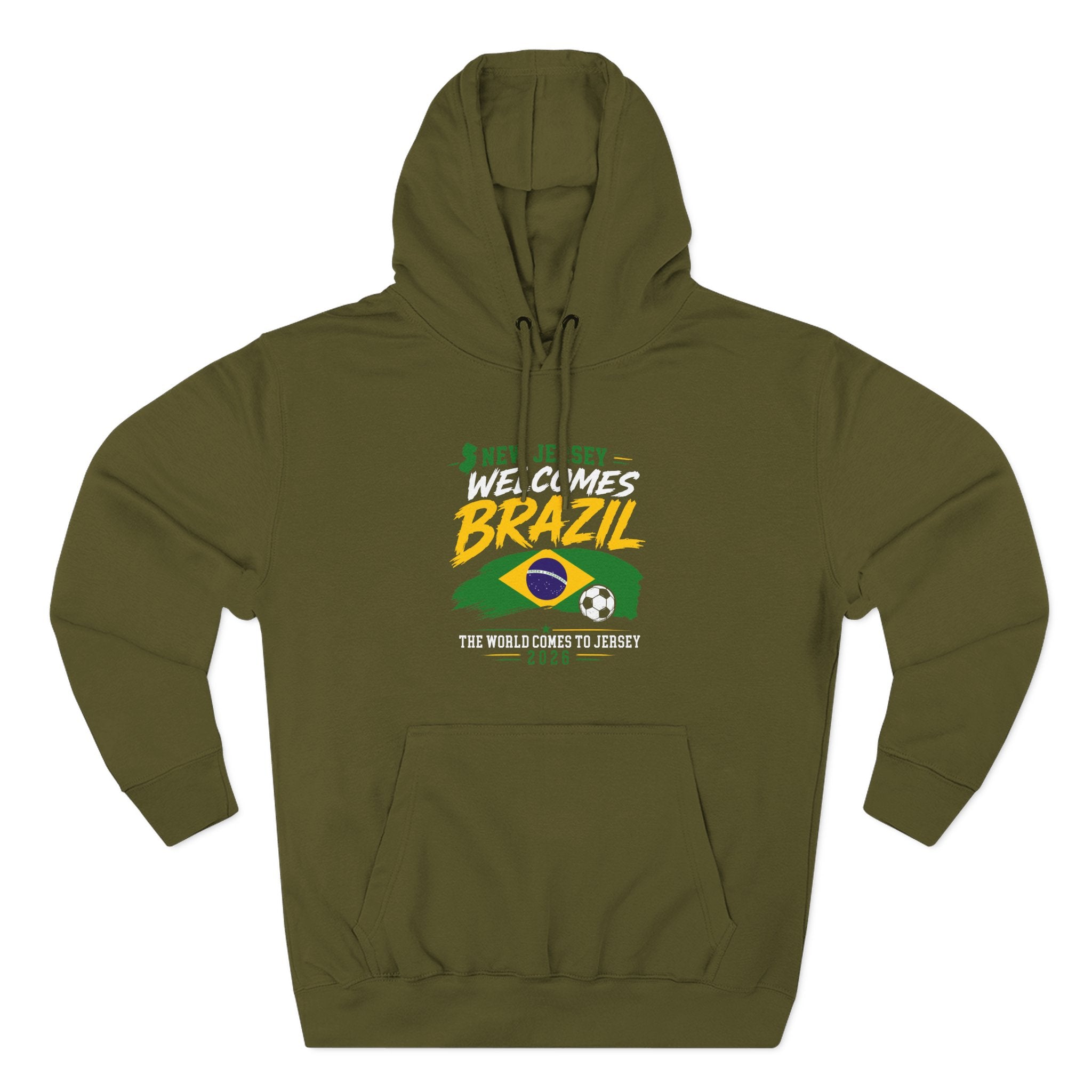Brazil Soccer Hoodie - Welcome to Brazil Graphic Pullover (The World Comes to Jersey)