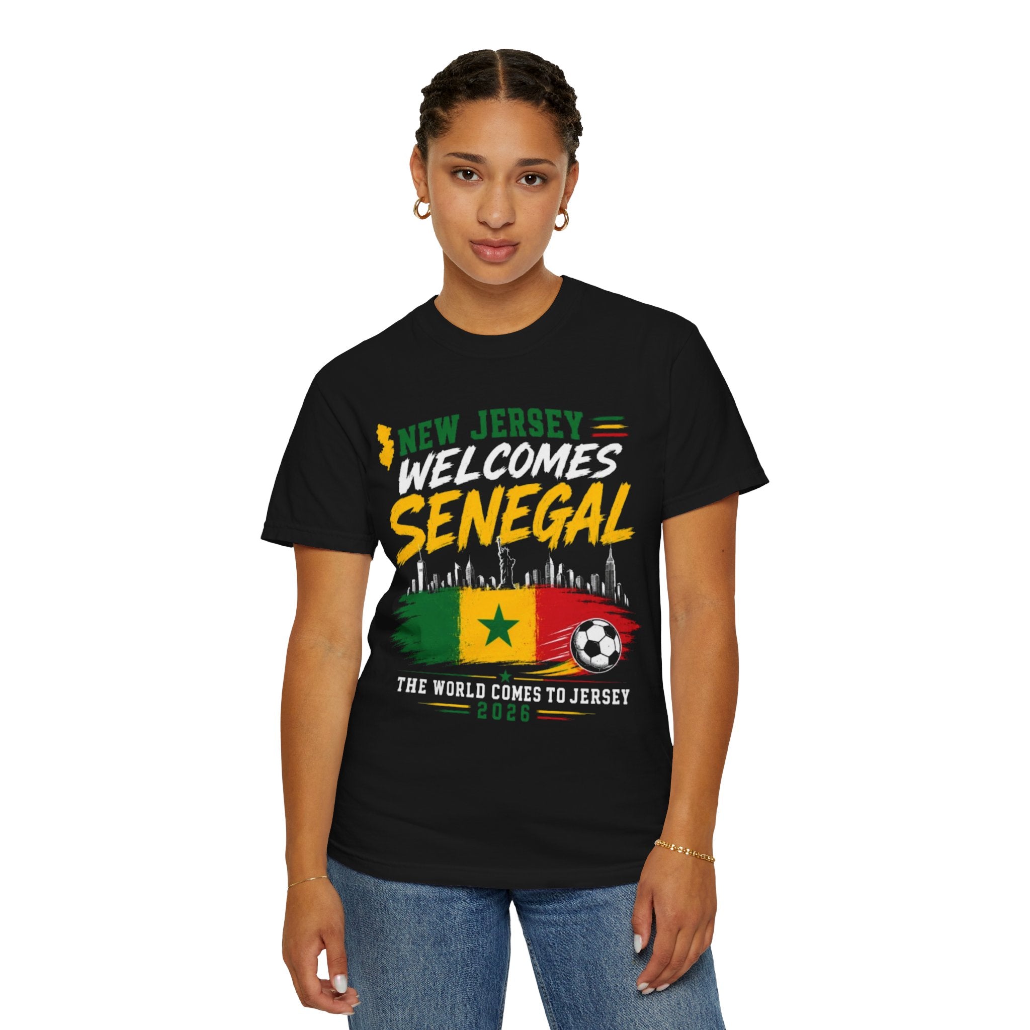 New Jersey Welcomes Senegal T-shirt | Senegal Flag Soccer Jersey Design