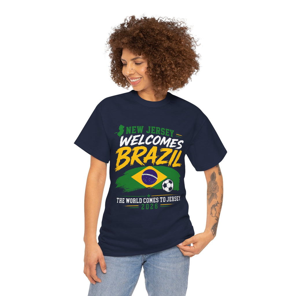 New Jersey Welcomes Brazil T-Shirt | Brazil Flag Soccer Tee