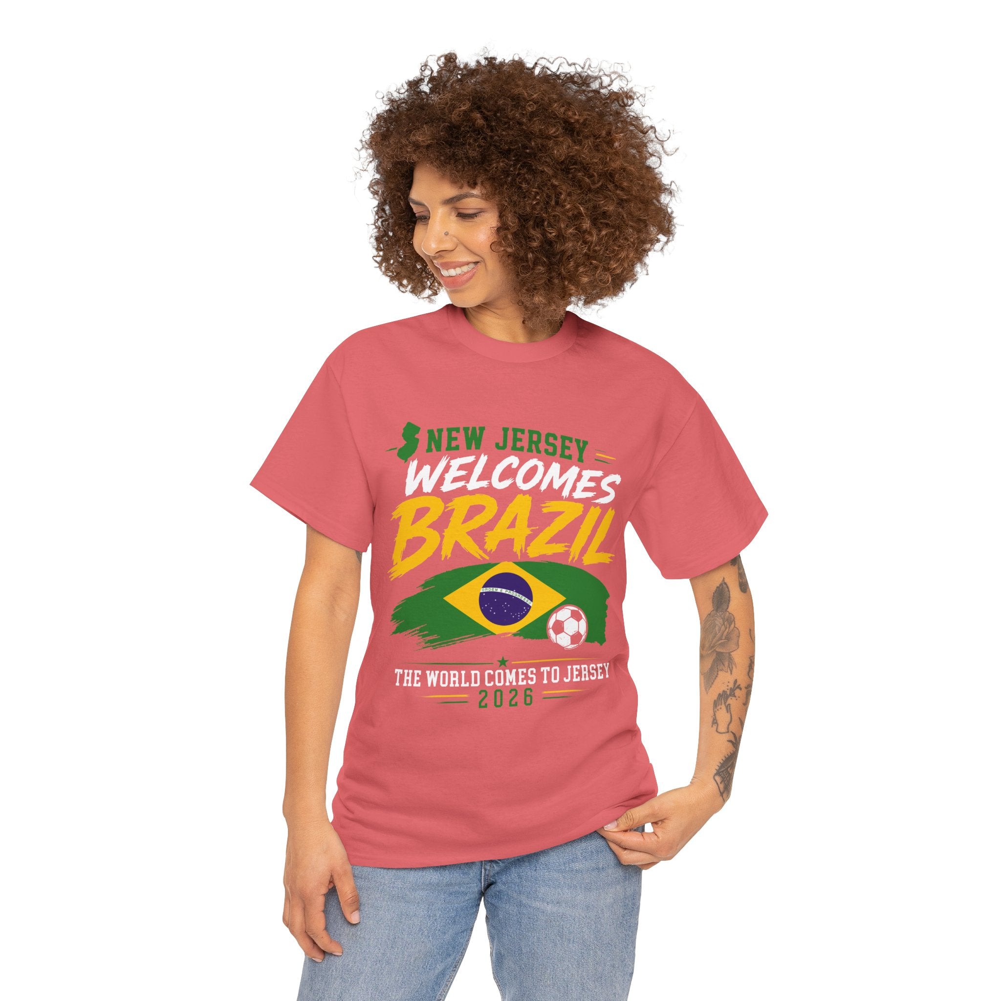 New Jersey Welcomes Brazil T-Shirt | Brazil Flag Soccer Tee
