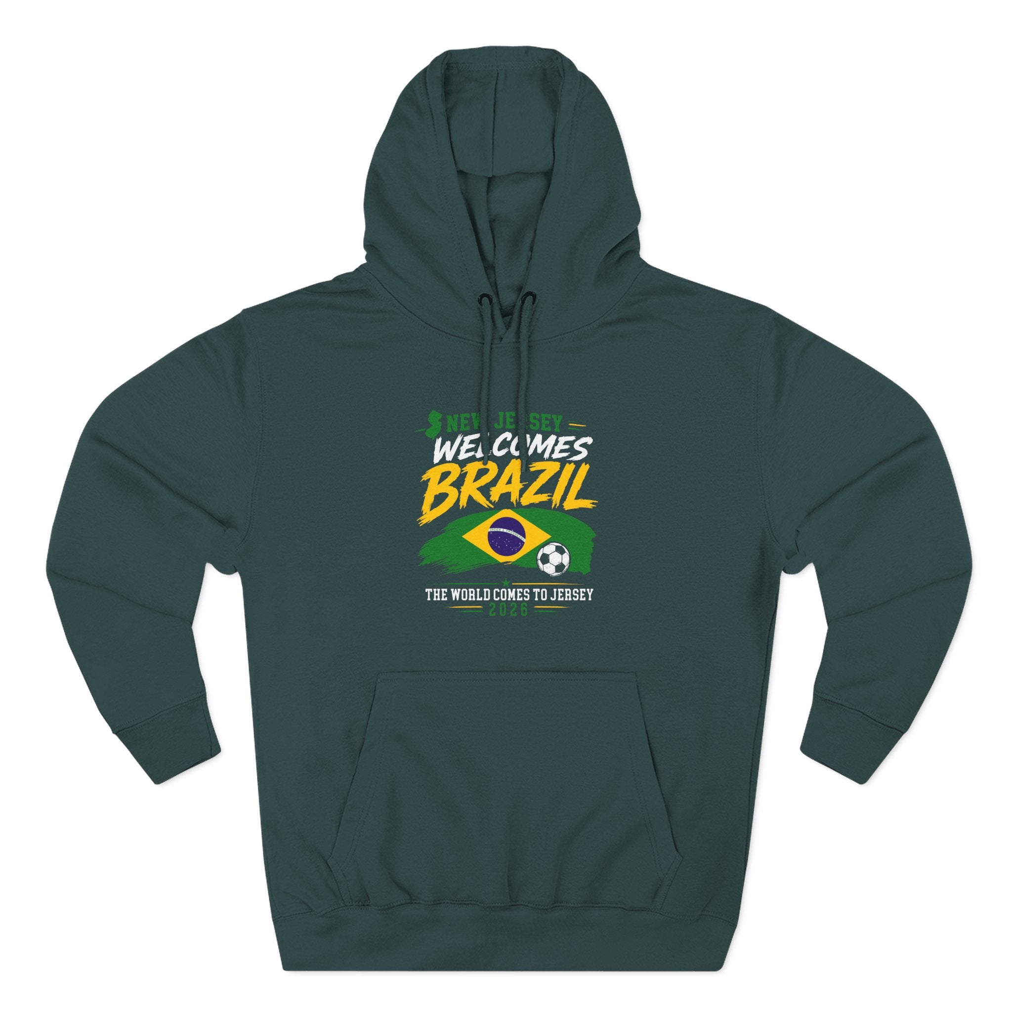 Brazil Soccer Hoodie - Welcome to Brazil Graphic Pullover (The World Comes to Jersey)