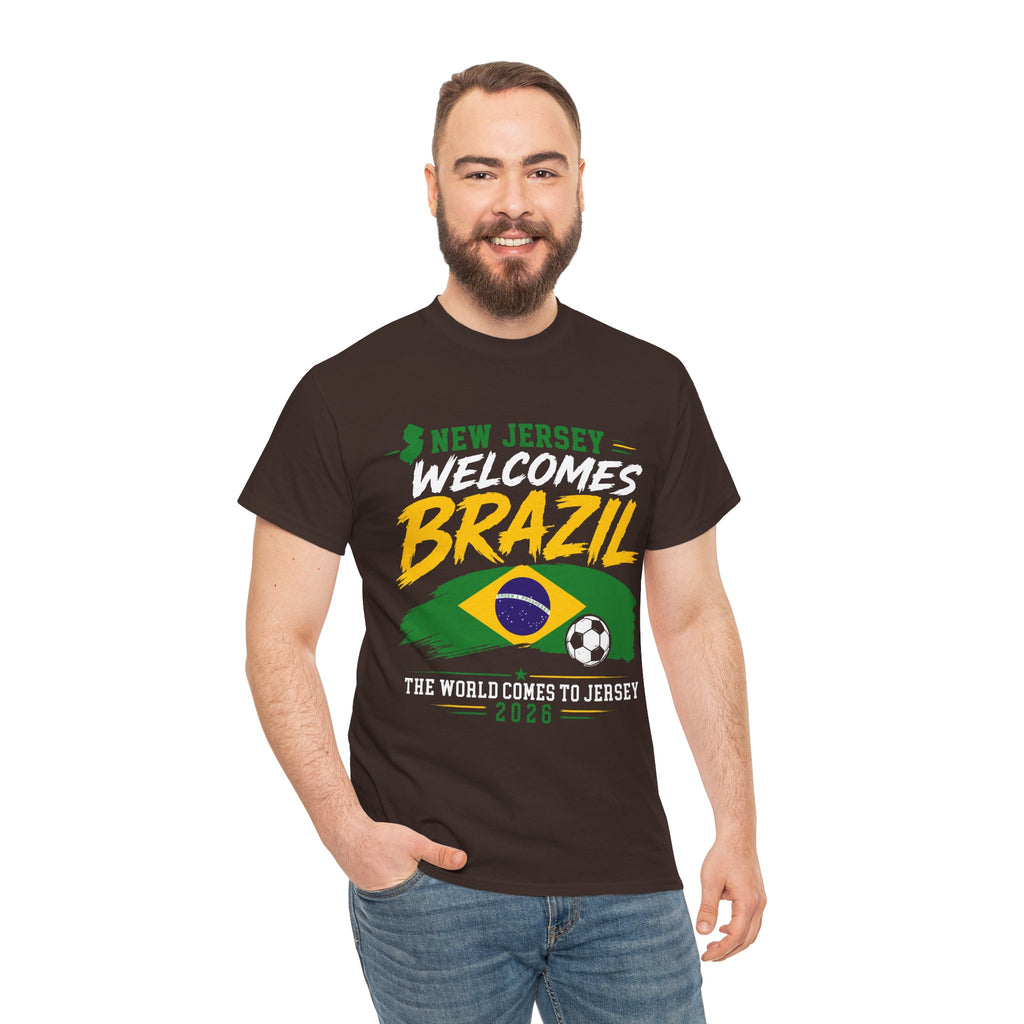 New Jersey Welcomes Brazil T-Shirt | Brazil Flag Soccer Tee