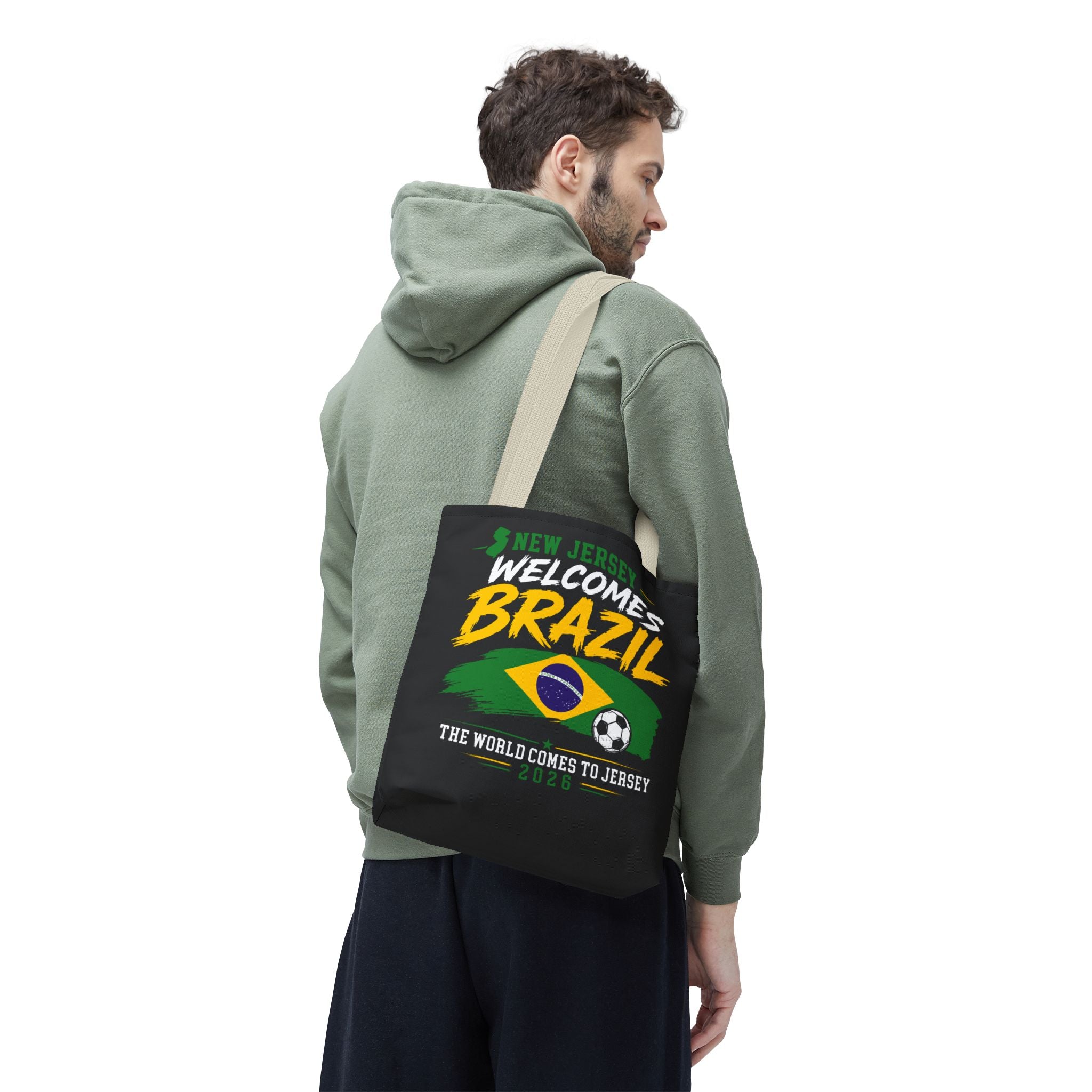 New Jersey Welcomes Brazil Tote Bag — World Cup 2026 Soccer Fan Tote