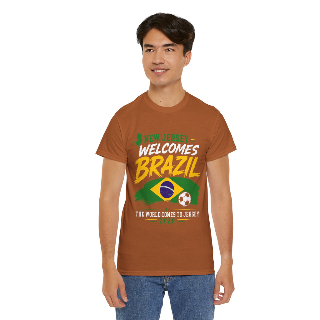 New Jersey Welcomes Brazil T-Shirt | Brazil Flag Soccer Tee