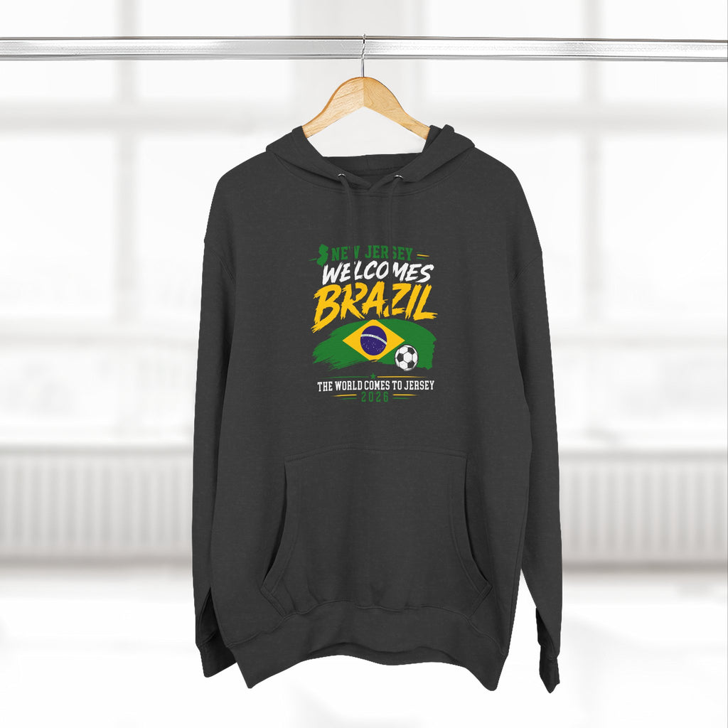 Brazil Soccer Hoodie - Welcome to Brazil Graphic Pullover (The World Comes to Jersey)