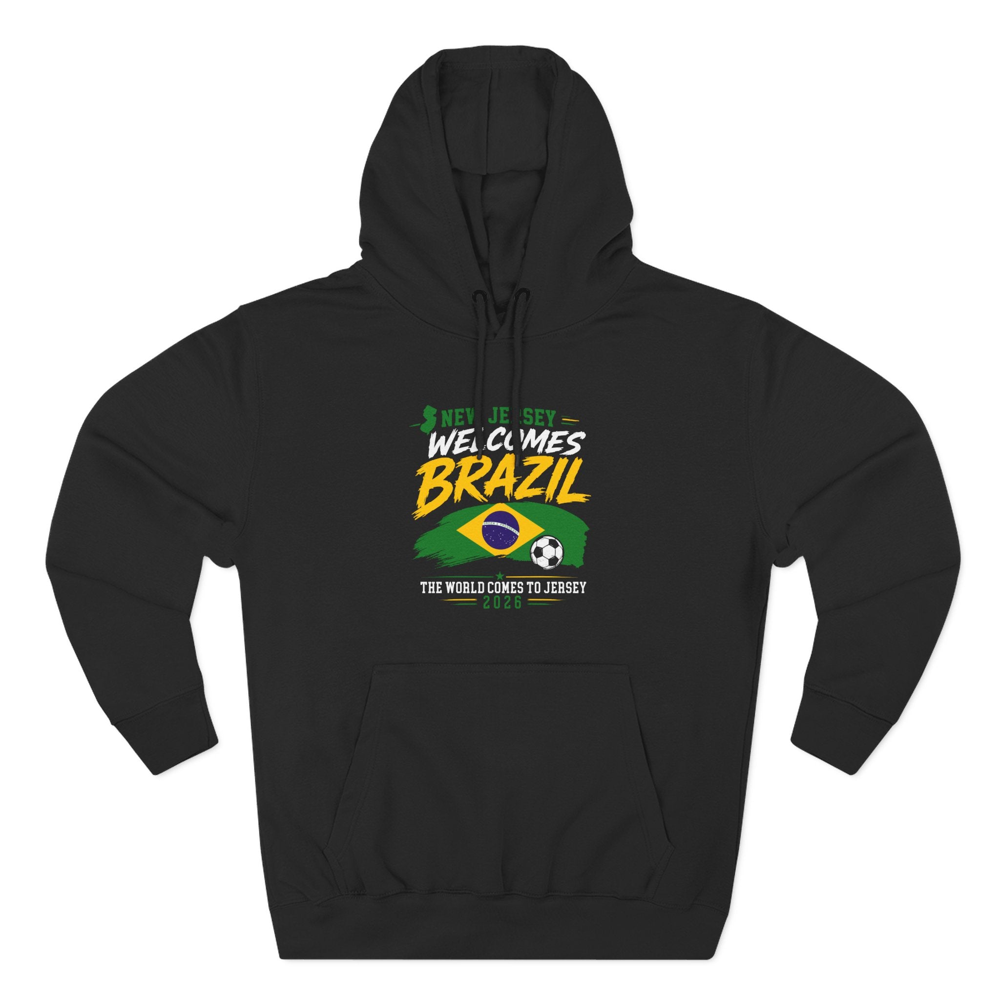 Brazil Soccer Hoodie - Welcome to Brazil Graphic Pullover (The World Comes to Jersey)