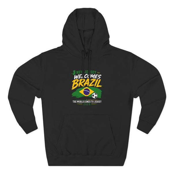 Brazil Soccer Hoodie - Welcome to Brazil Graphic Pullover (The World Comes to Jersey)