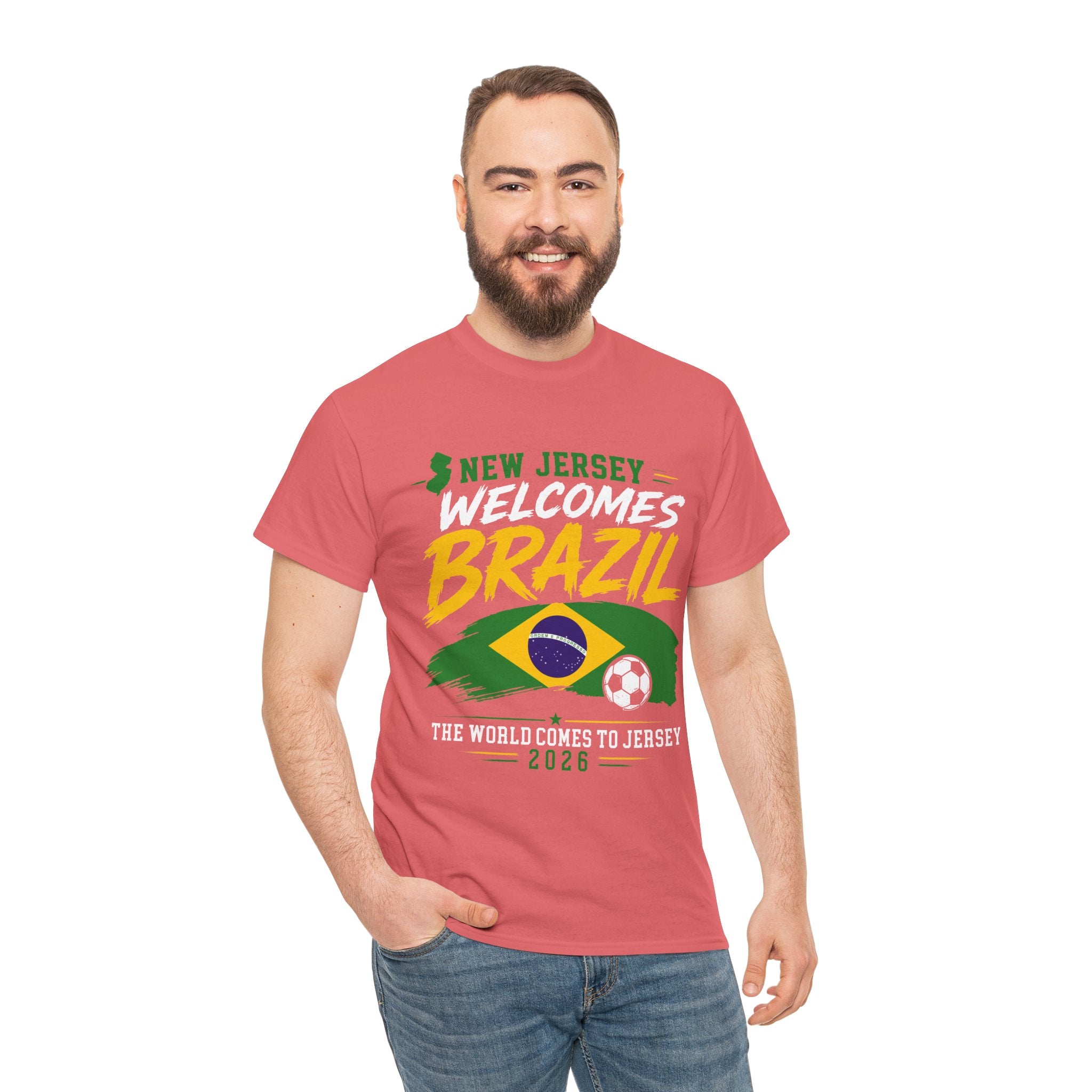 New Jersey Welcomes Brazil T-Shirt | Brazil Flag Soccer Tee