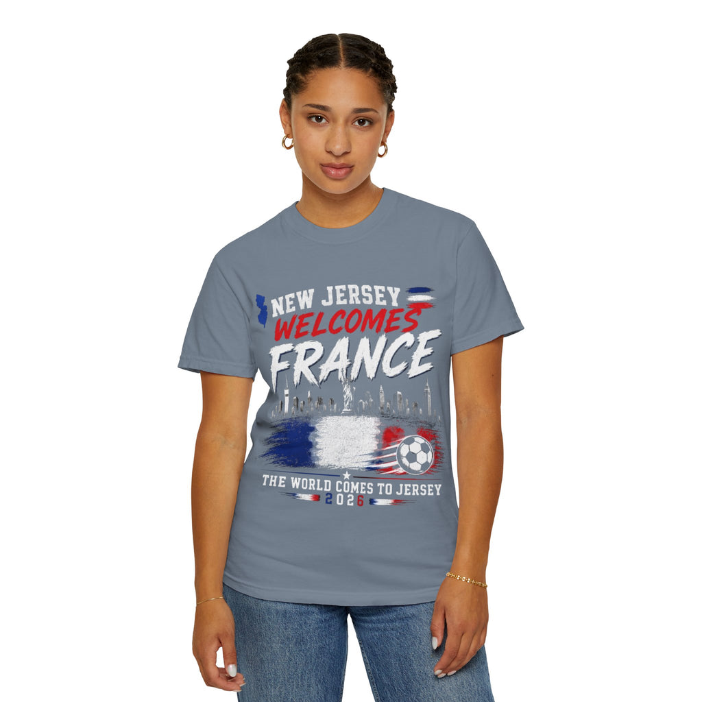 T-Shirt — "New Jersey Welcomes France" Soccer Fan Tee (The World Comes to Jersey 2024)