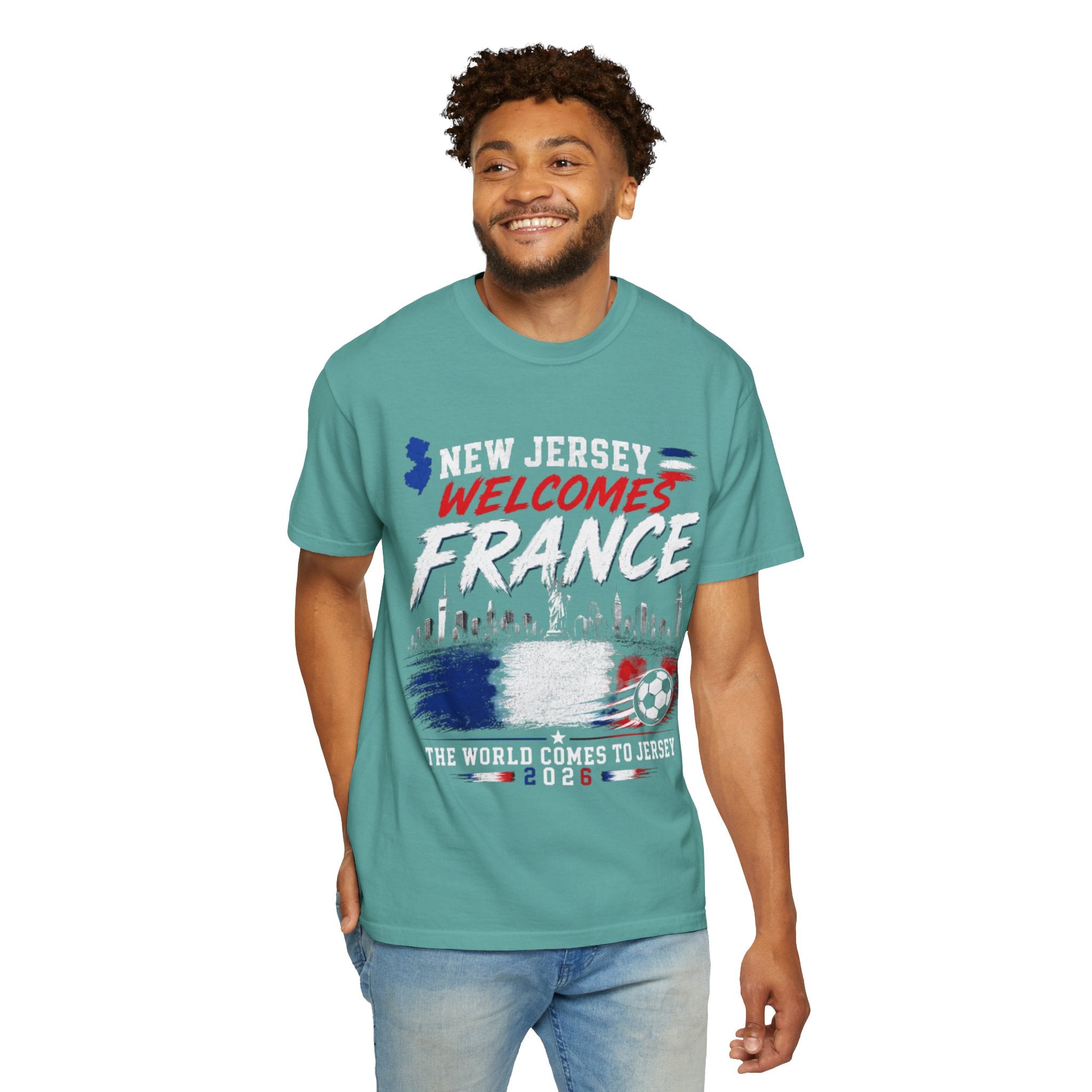 T-Shirt — "New Jersey Welcomes France" Soccer Fan Tee (The World Comes to Jersey 2024)