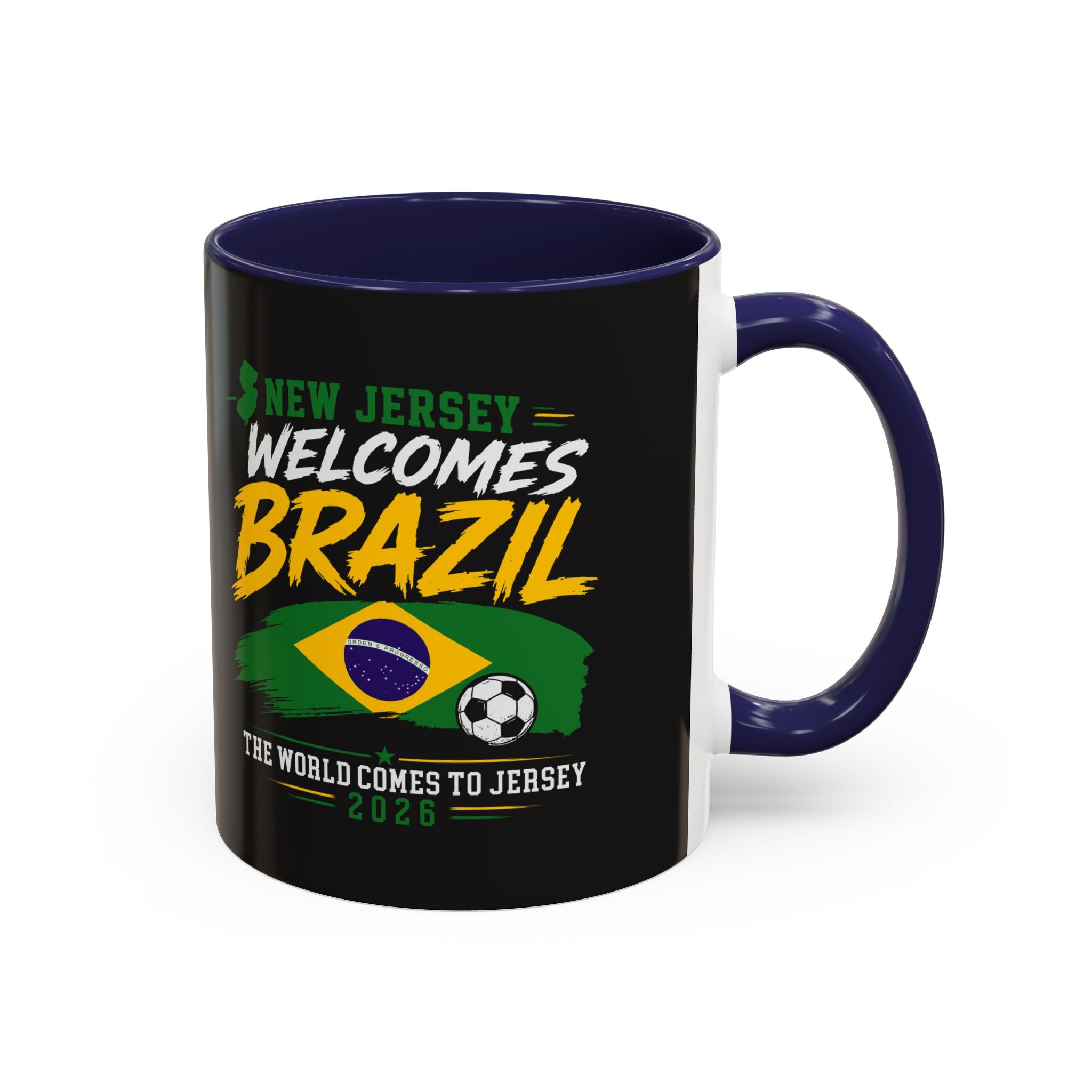 Brazil Soccer Fan Coffee Mug — New Jersey 2026 Accent Mug
