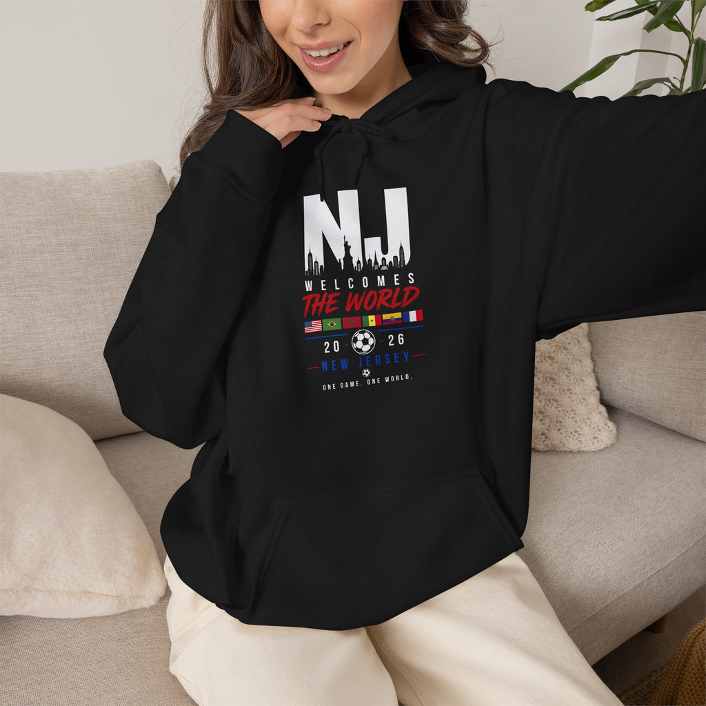 NJ Welcomes The World Hoodie – New Jersey Pride Travel Souvenir Sweatshirt