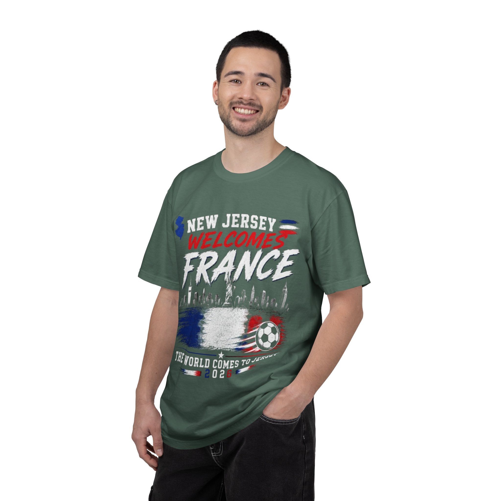 T-Shirt — "New Jersey Welcomes France" Soccer Fan Tee (The World Comes to Jersey 2024)