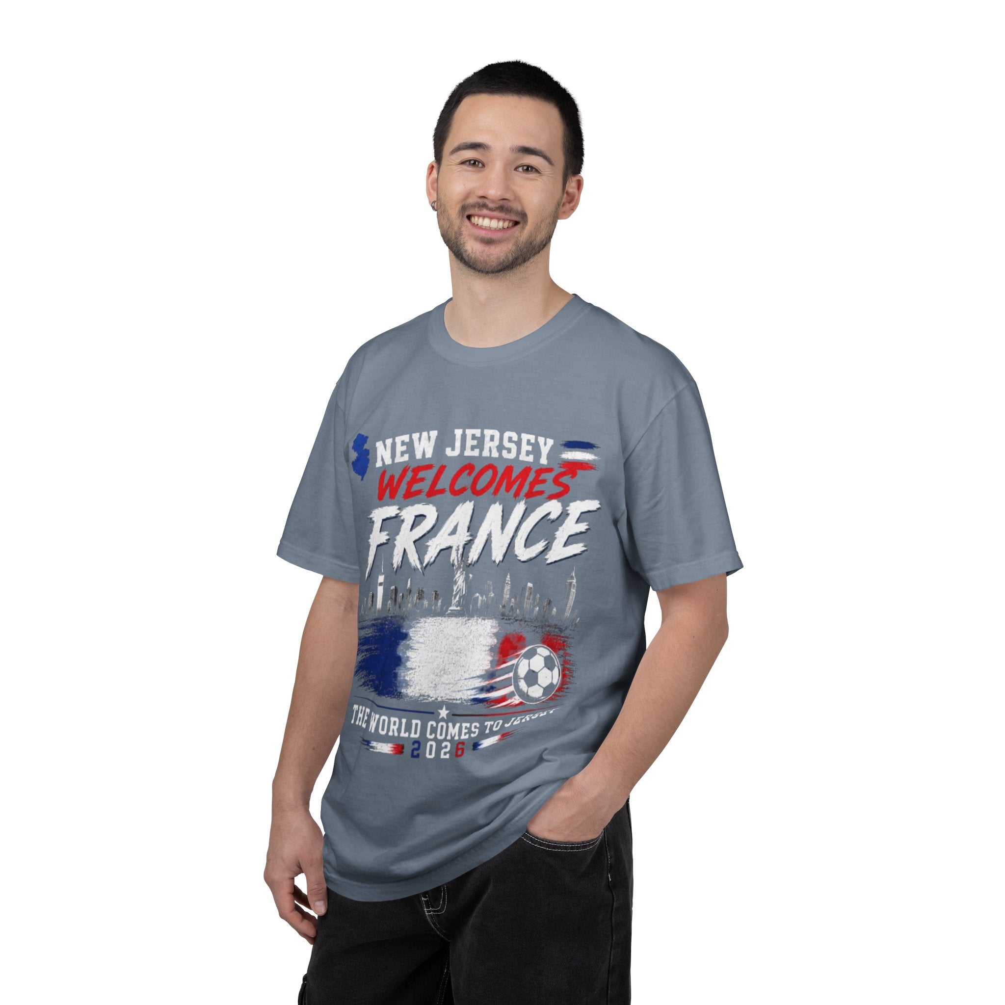 T-Shirt — "New Jersey Welcomes France" Soccer Fan Tee (The World Comes to Jersey 2024)