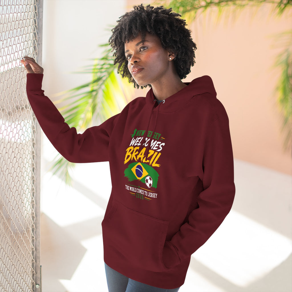 Brazil Soccer Hoodie - Welcome to Brazil Graphic Pullover (The World Comes to Jersey)