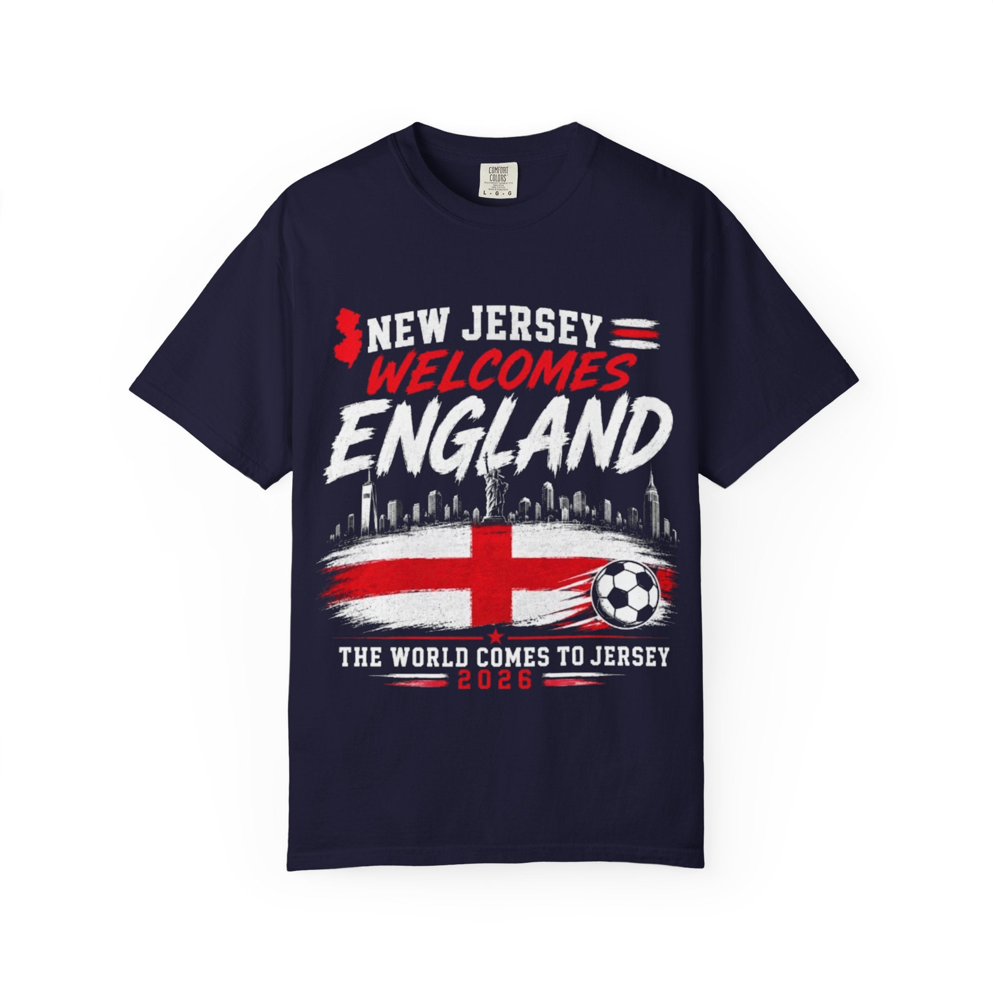 New Jersey Welcomes England T-shirt | St George Flag Soccer Jersey