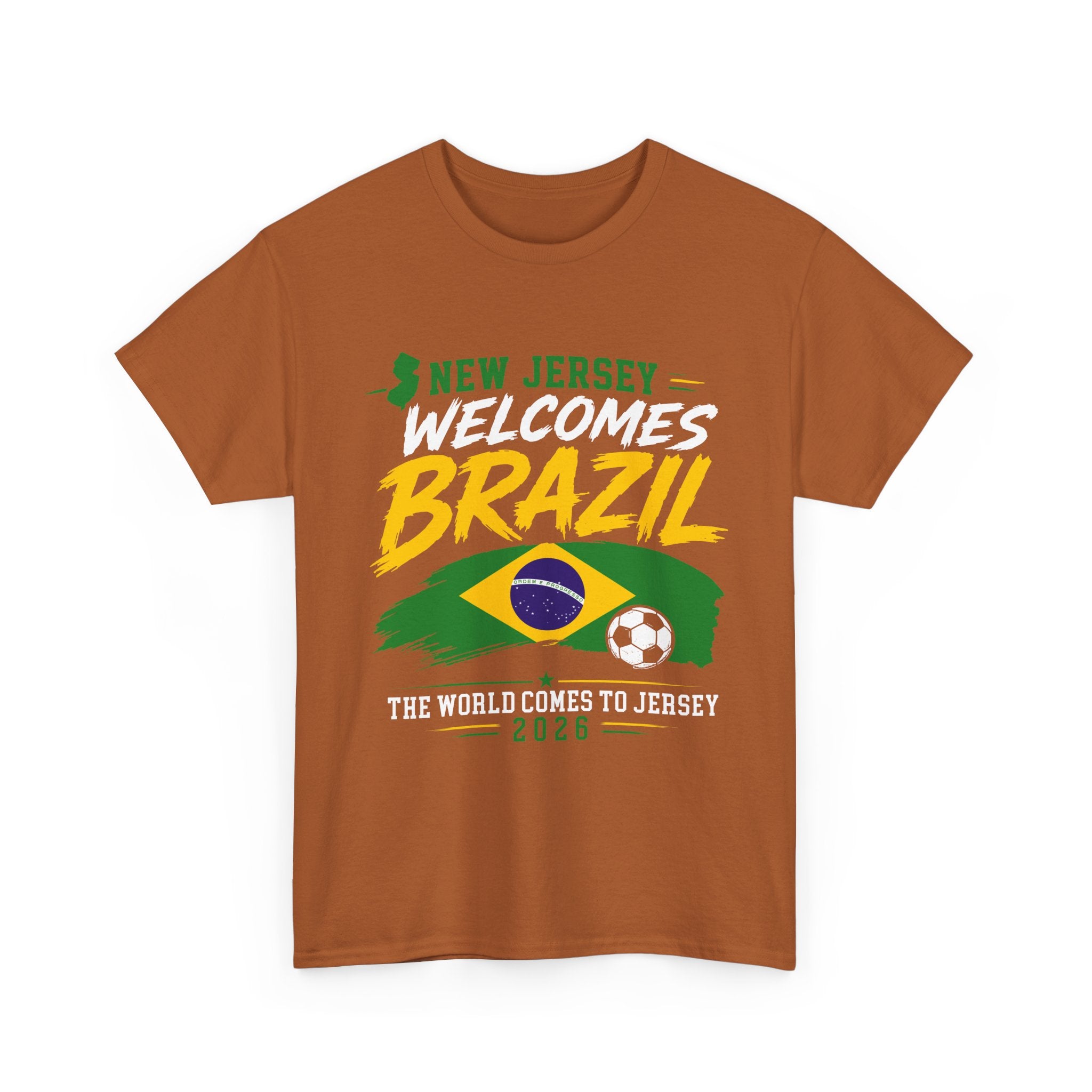 New Jersey Welcomes Brazil T-Shirt | Brazil Flag Soccer Tee