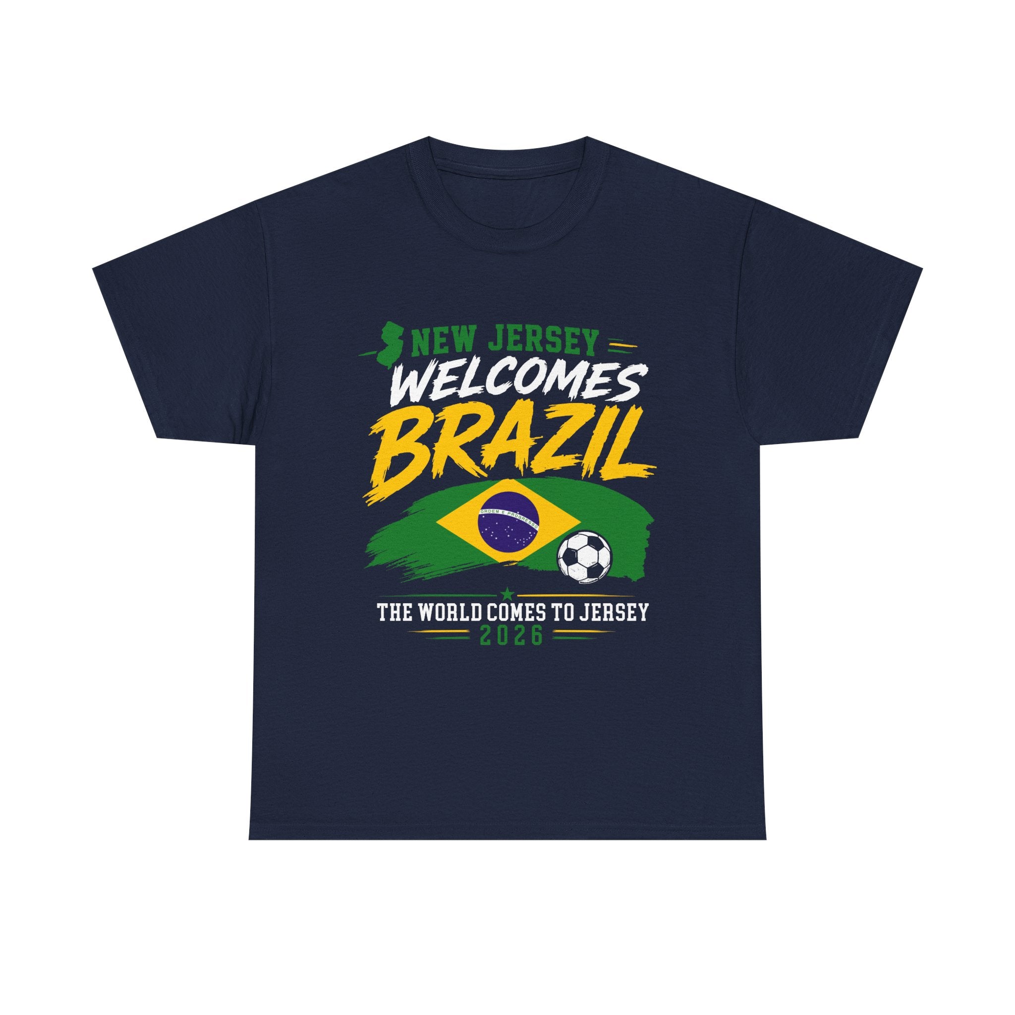 New Jersey Welcomes Brazil T-Shirt | Brazil Flag Soccer Tee