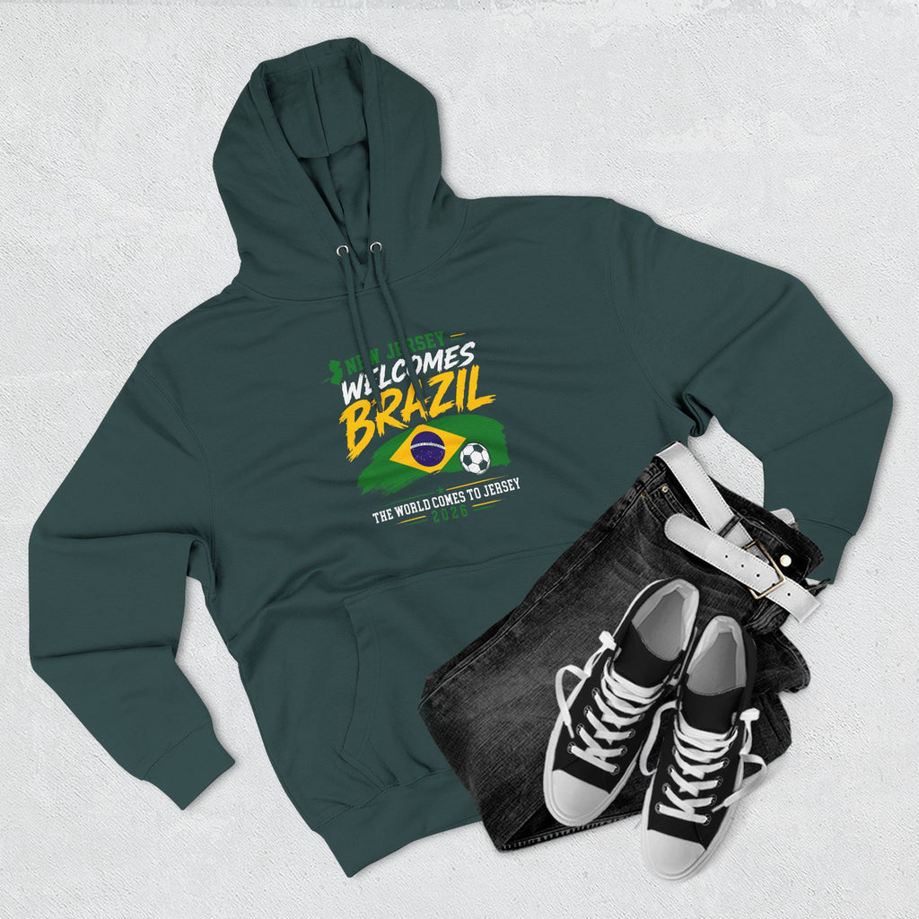 Brazil Soccer Hoodie - Welcome to Brazil Graphic Pullover (The World Comes to Jersey)