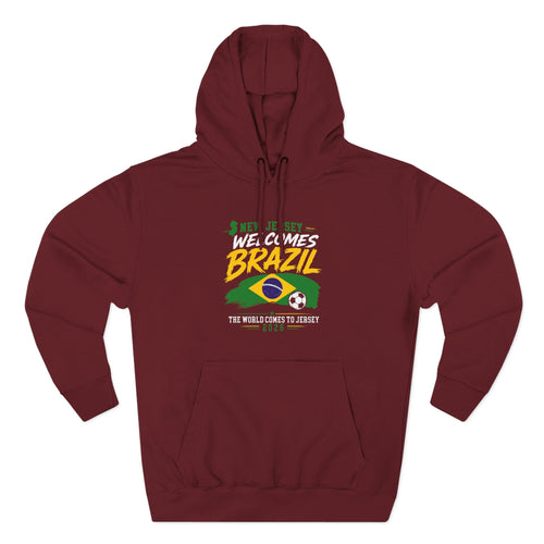 Brazil Soccer Hoodie - Welcome to Brazil Graphic Pullover (The World Comes to Jersey)