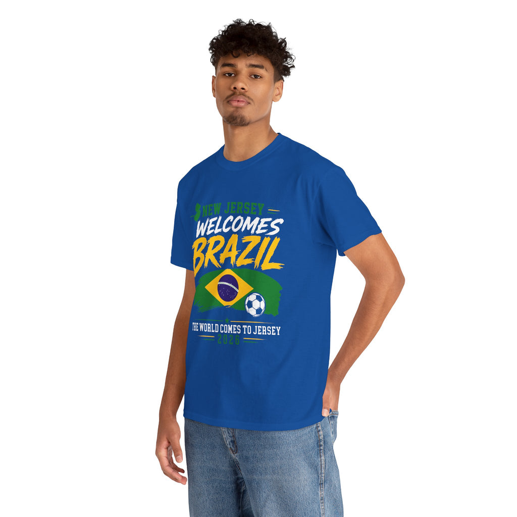New Jersey Welcomes Brazil T-Shirt | Brazil Flag Soccer Tee