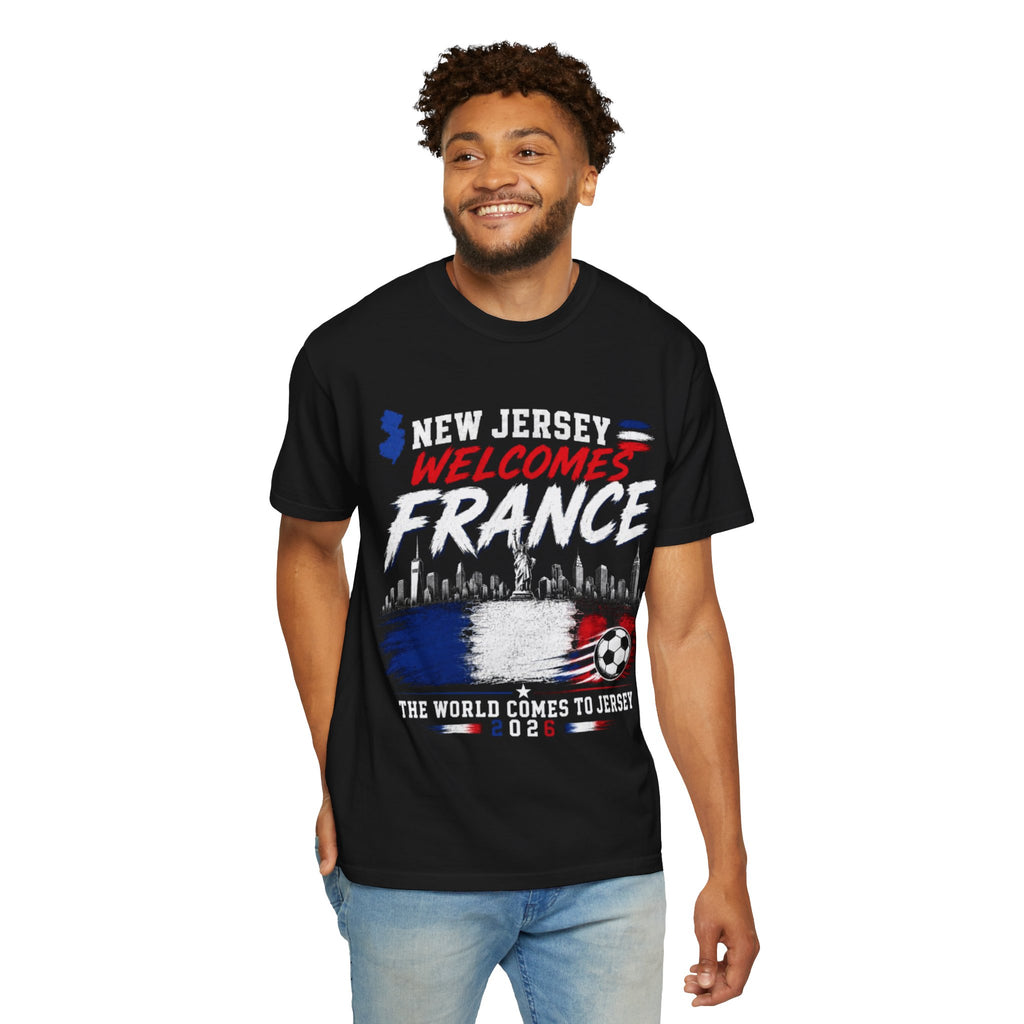 T-Shirt — "New Jersey Welcomes France" Soccer Fan Tee (The World Comes to Jersey 2024)