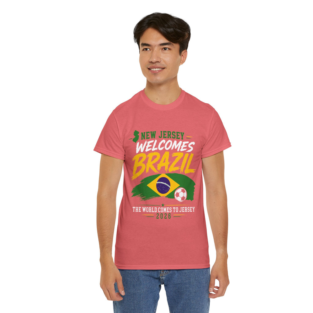 New Jersey Welcomes Brazil T-Shirt | Brazil Flag Soccer Tee