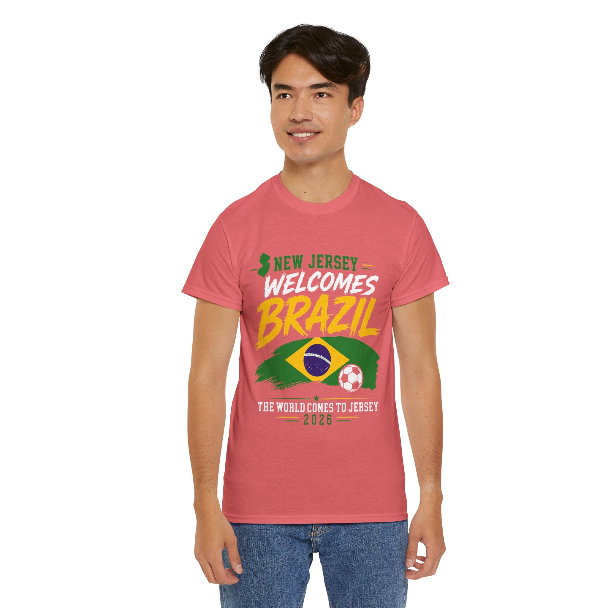 New Jersey Welcomes Brazil T-Shirt | Brazil Flag Soccer Tee