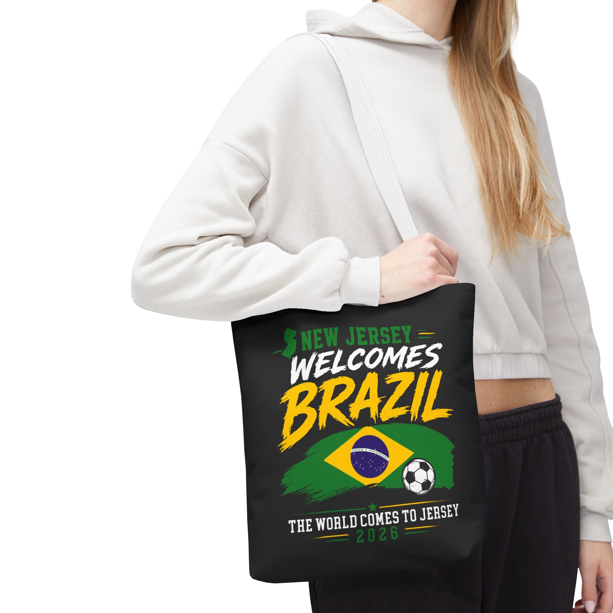 New Jersey Welcomes Brazil Tote Bag — World Cup 2026 Soccer Fan Tote