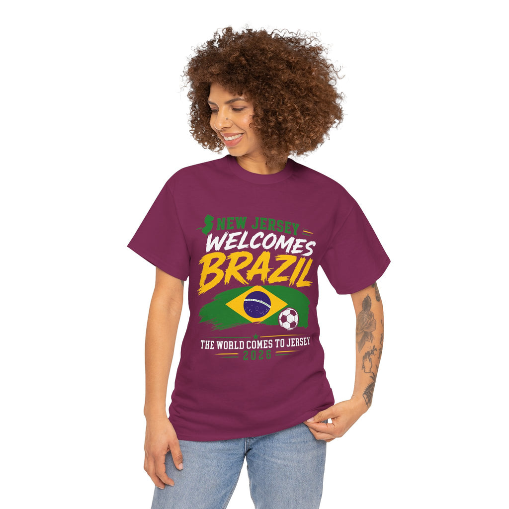 New Jersey Welcomes Brazil T-Shirt | Brazil Flag Soccer Tee