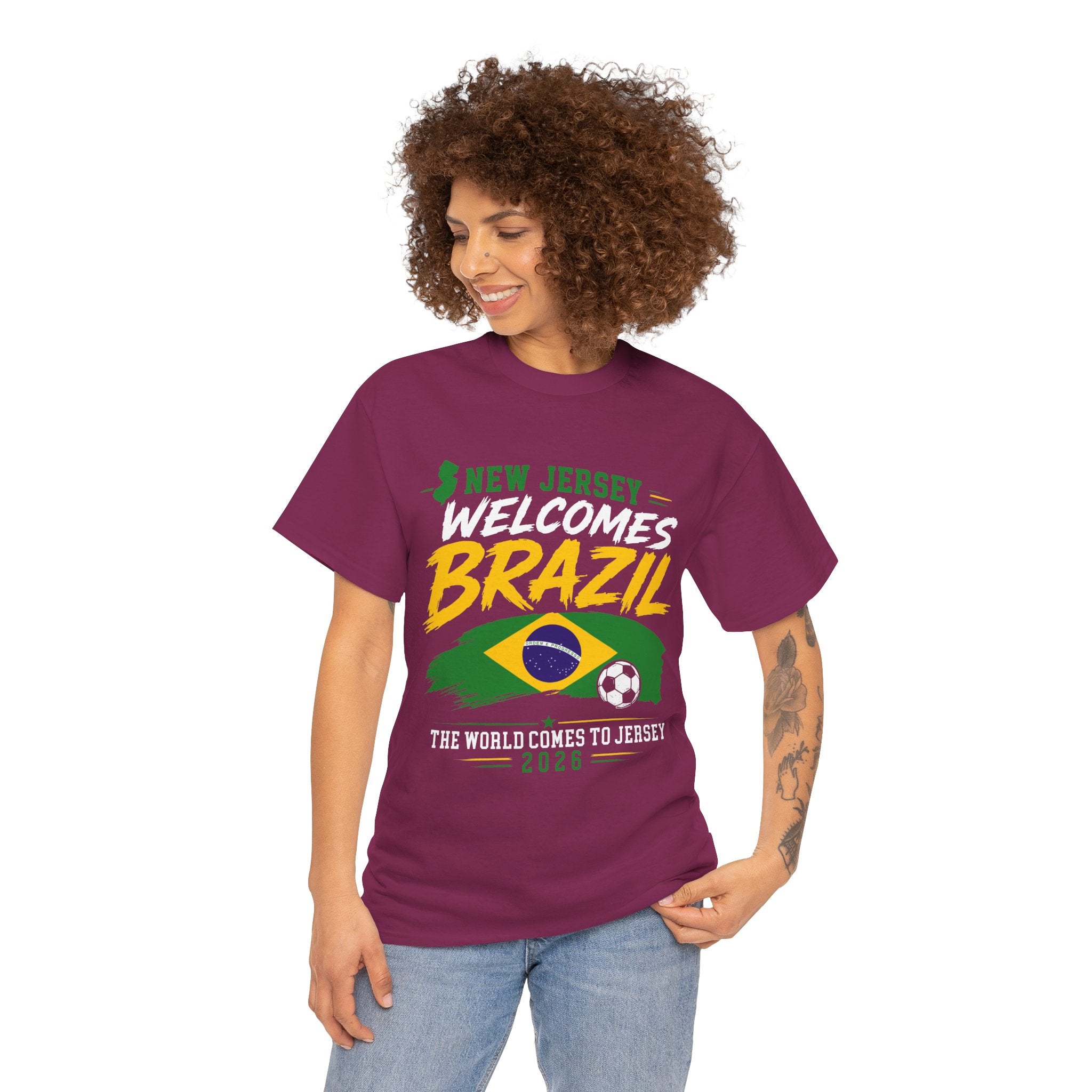 New Jersey Welcomes Brazil T-Shirt | Brazil Flag Soccer Tee