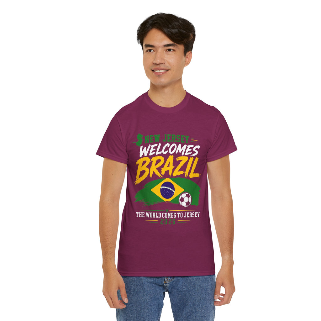 New Jersey Welcomes Brazil T-Shirt | Brazil Flag Soccer Tee