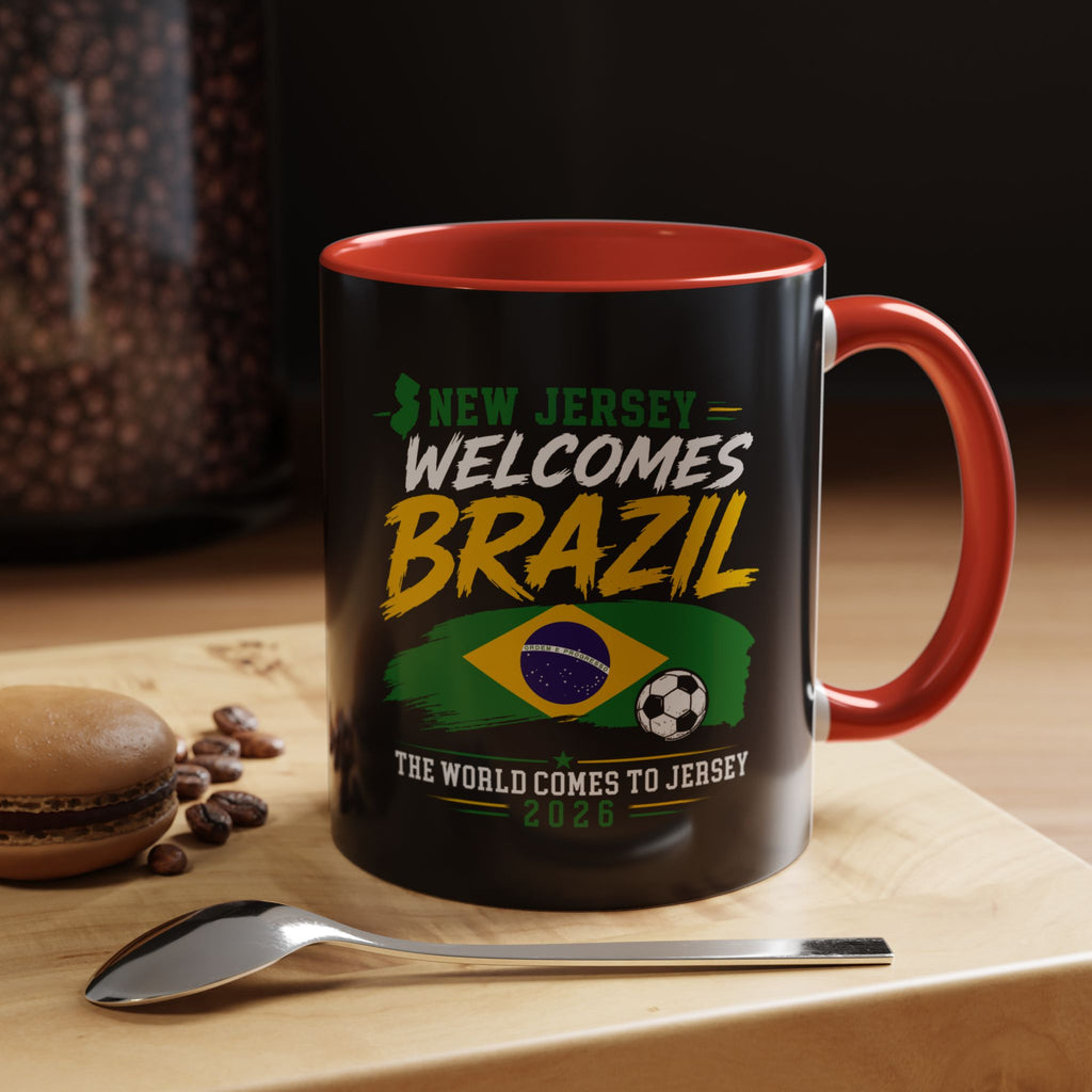 Brazil Soccer Fan Coffee Mug — New Jersey 2026 Accent Mug