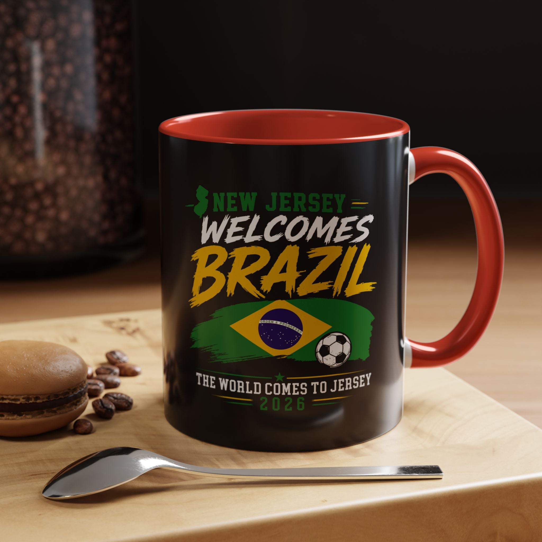 Brazil Soccer Fan Coffee Mug — New Jersey 2026 Accent Mug