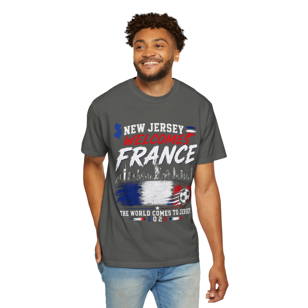 T-Shirt — "New Jersey Welcomes France" Soccer Fan Tee (The World Comes to Jersey 2024)