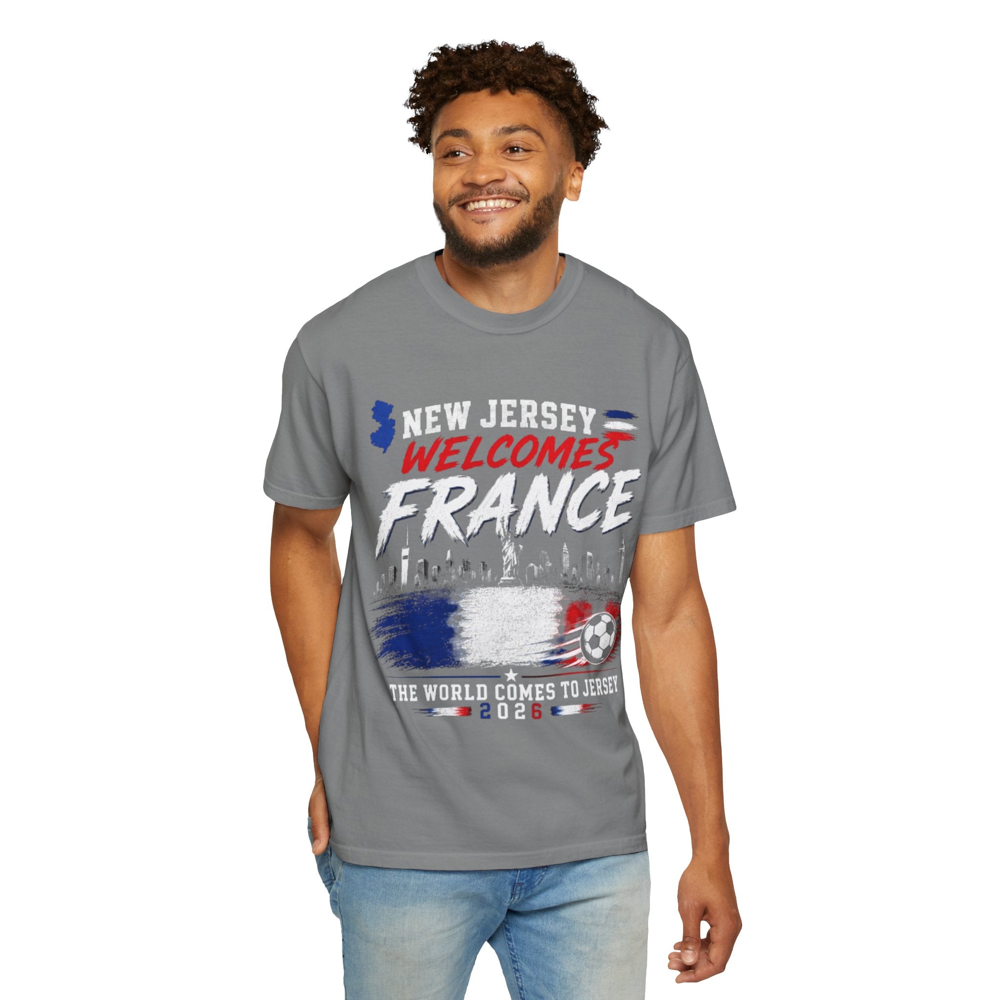 T-Shirt — "New Jersey Welcomes France" Soccer Fan Tee (The World Comes to Jersey 2024)
