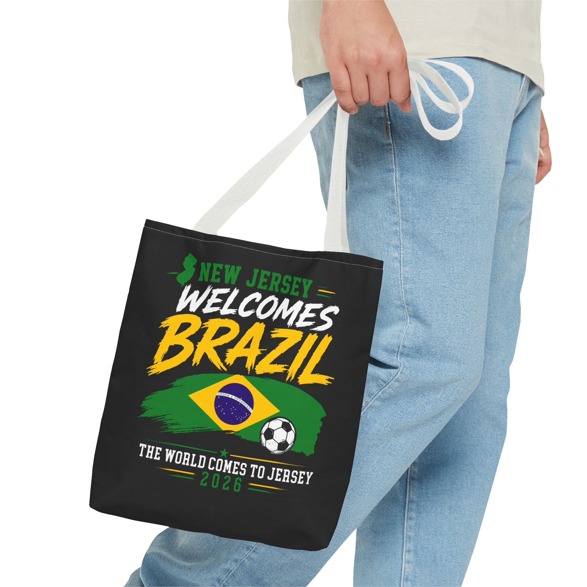 New Jersey Welcomes Brazil Tote Bag — World Cup 2026 Soccer Fan Tote