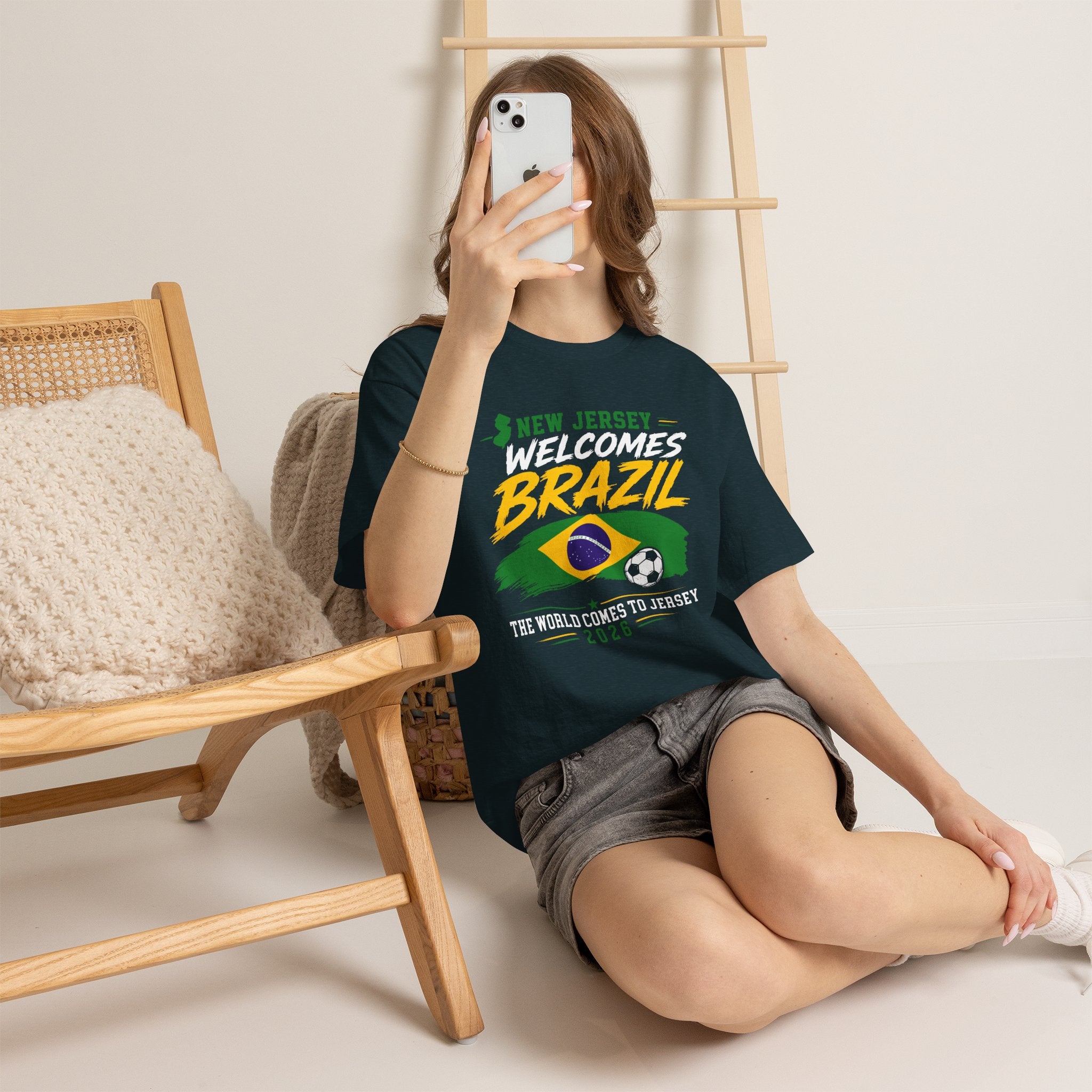 New Jersey Welcomes Brazil T-Shirt | Brazil Flag Soccer Tee