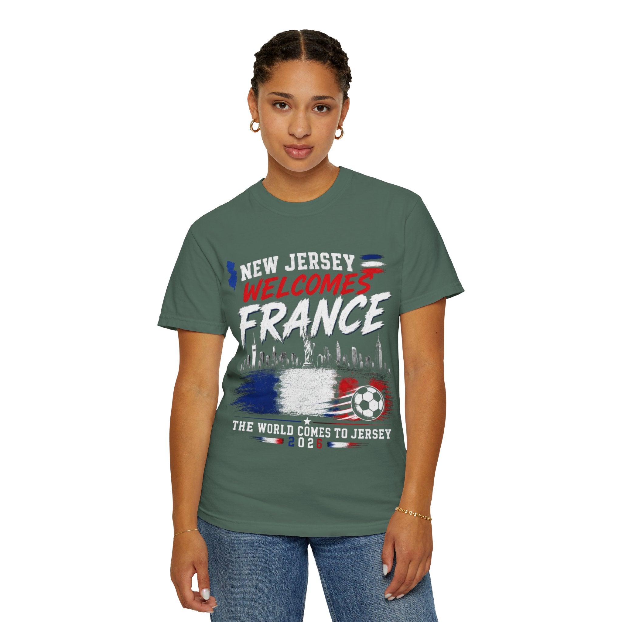 T-Shirt — "New Jersey Welcomes France" Soccer Fan Tee (The World Comes to Jersey 2024)