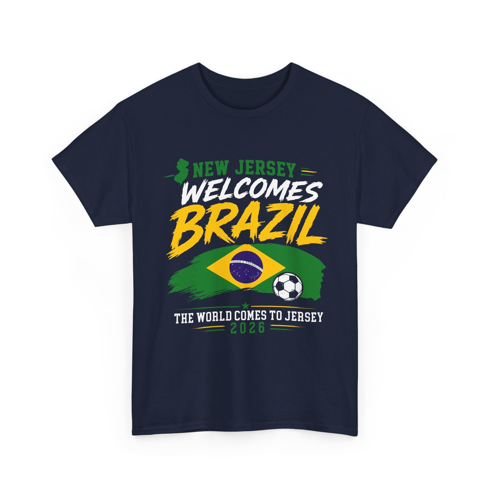 New Jersey Welcomes Brazil T-Shirt | Brazil Flag Soccer Tee