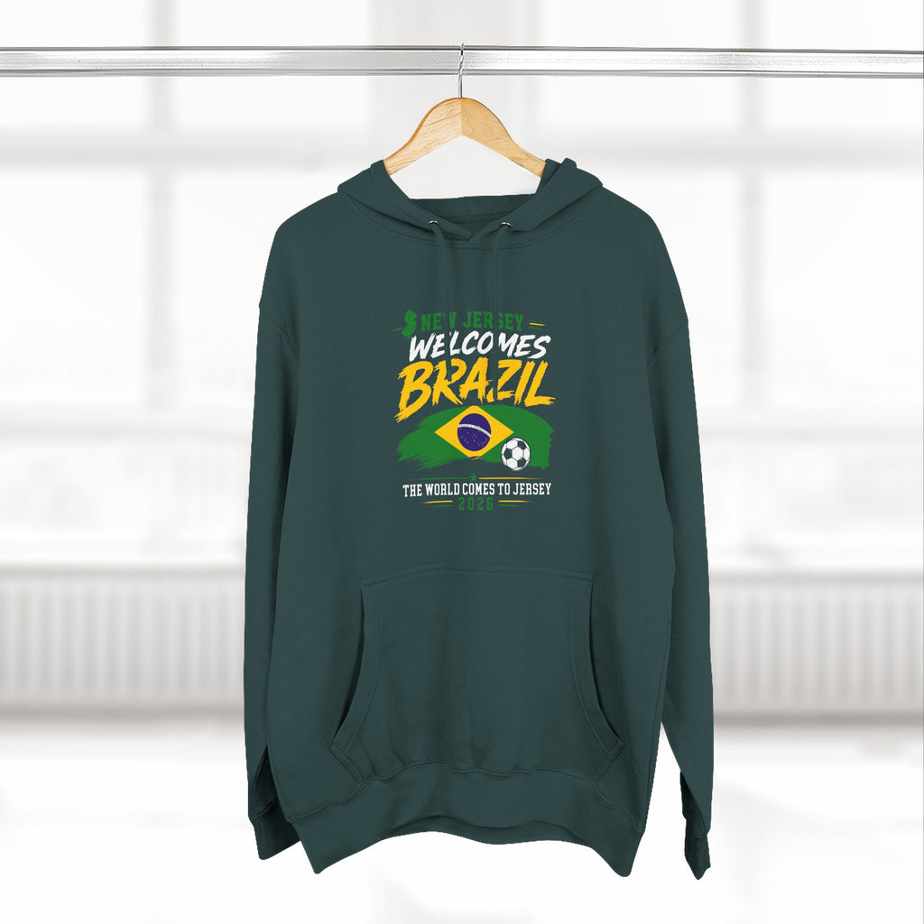 Brazil Soccer Hoodie - Welcome to Brazil Graphic Pullover (The World Comes to Jersey)
