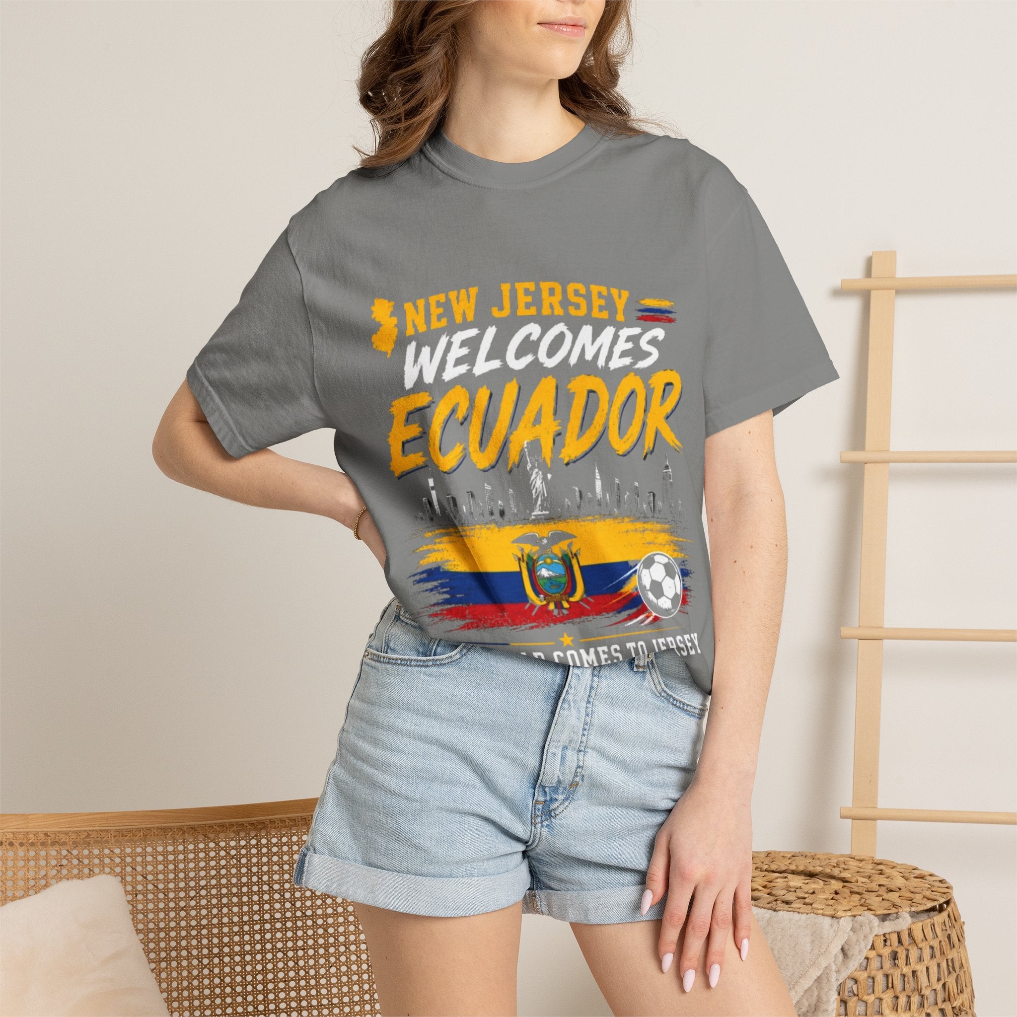 New Jersey Welcomes Ecuador T-shirt | Ecuador Flag Soccer 2026