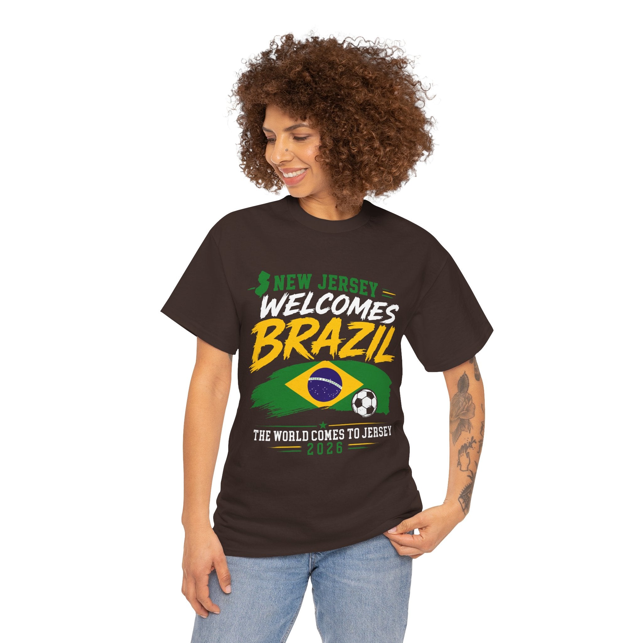 New Jersey Welcomes Brazil T-Shirt | Brazil Flag Soccer Tee