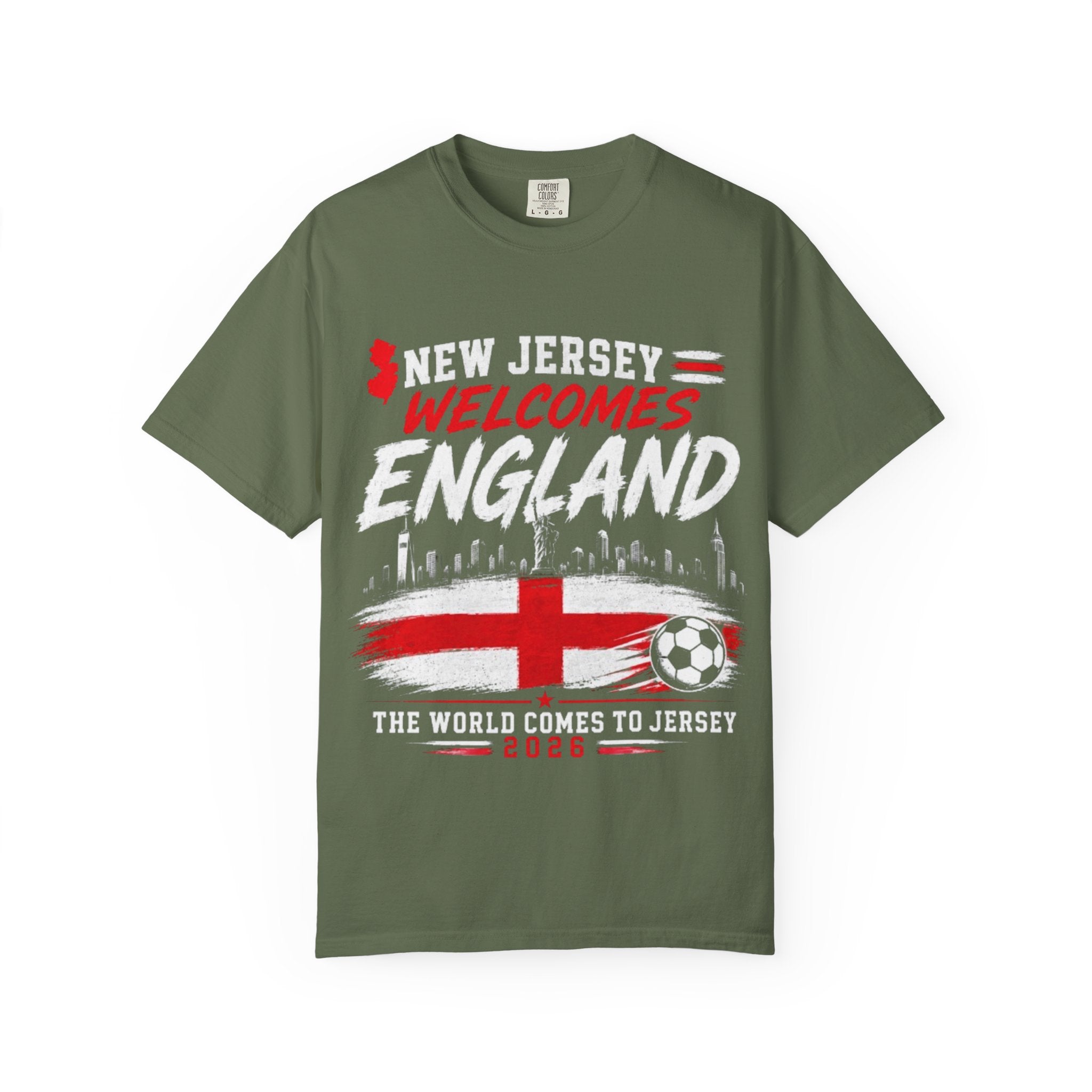 New Jersey Welcomes England T-shirt | St George Flag Soccer Jersey