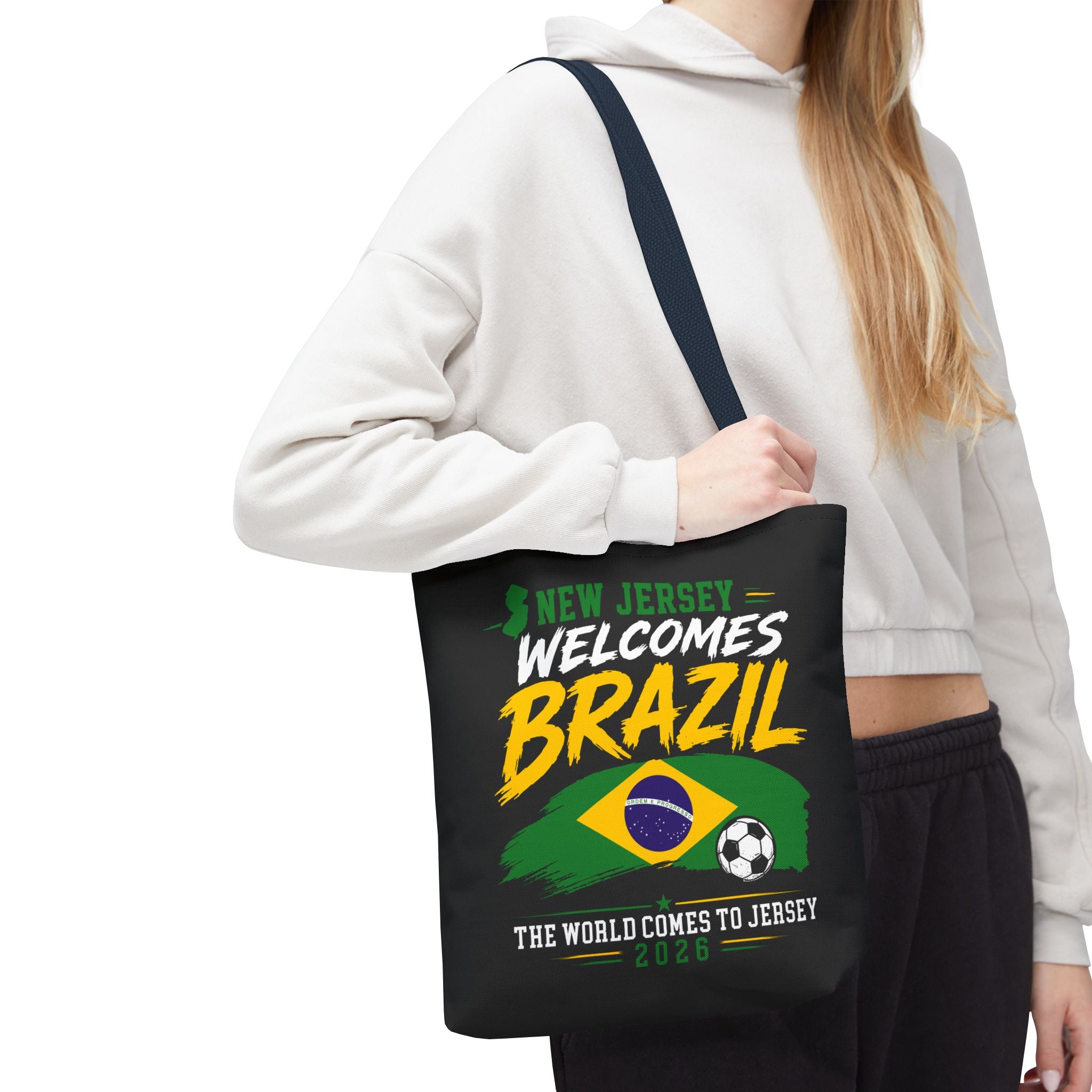 New Jersey Welcomes Brazil Tote Bag — World Cup 2026 Soccer Fan Tote